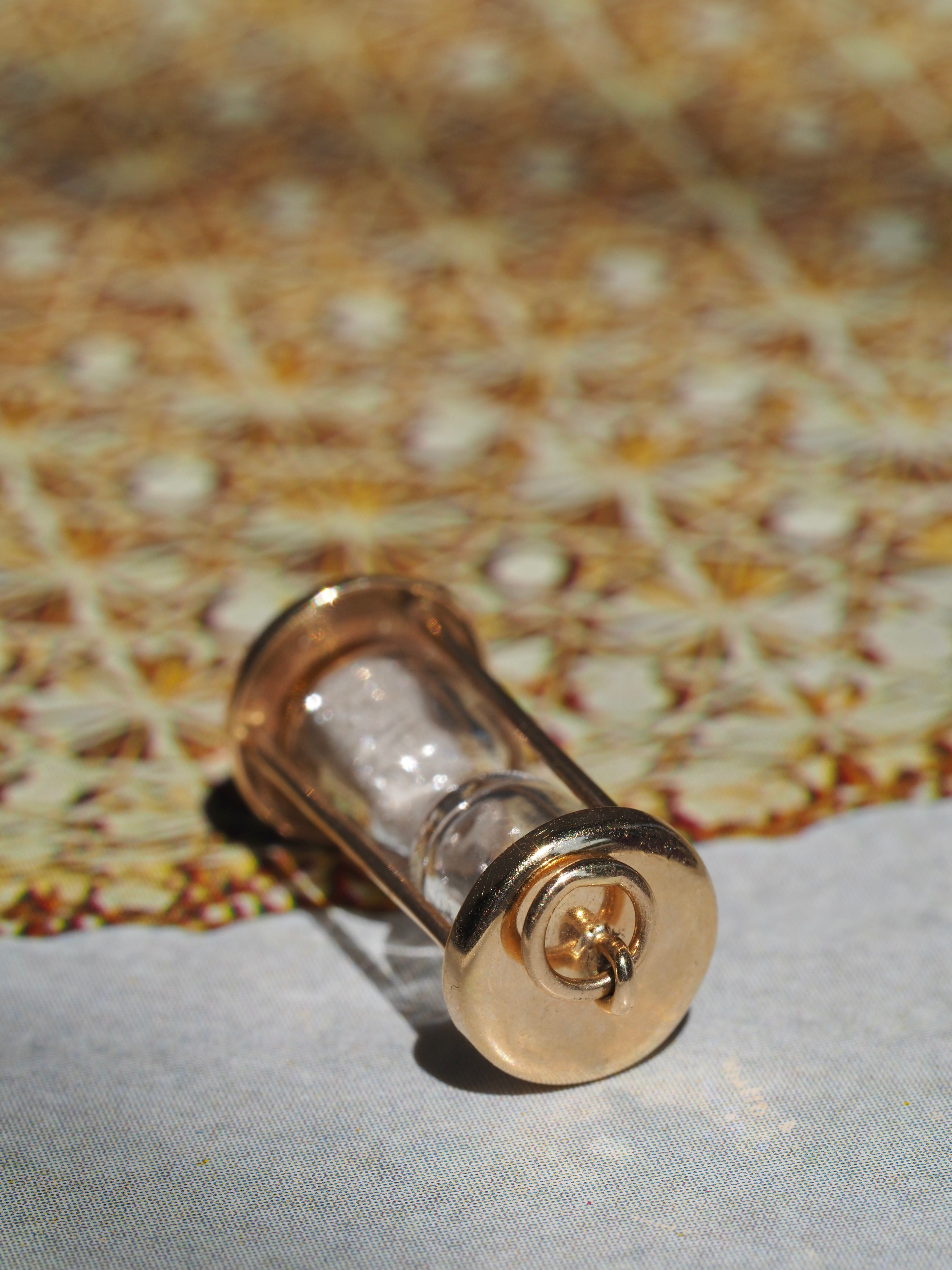Vintage 14k Gold Diamond Dust Hourglass Charm