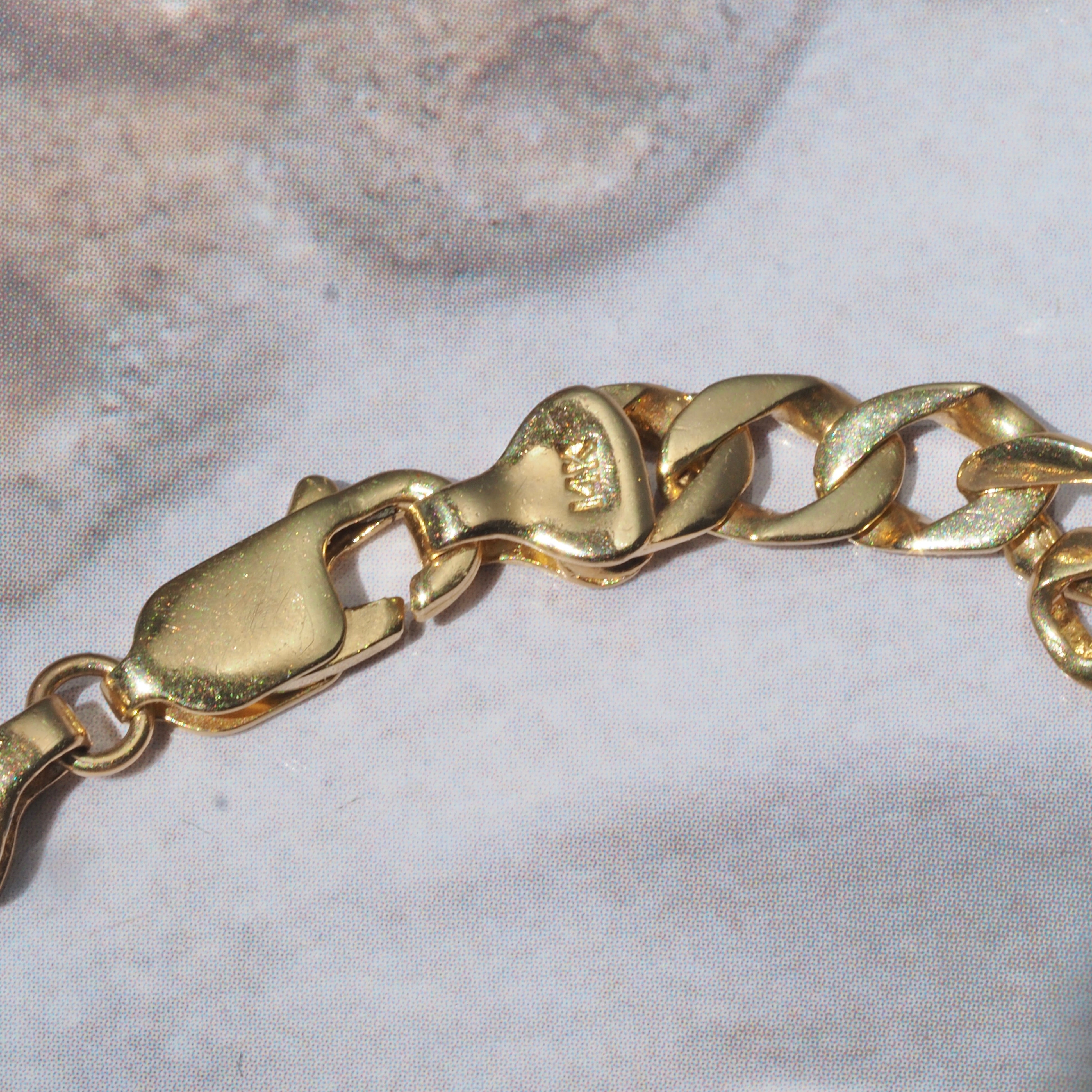 Vintage 14k Gold Curb Station Bracelet with Citrine Peridot Amethyst Garnet and Topaz
