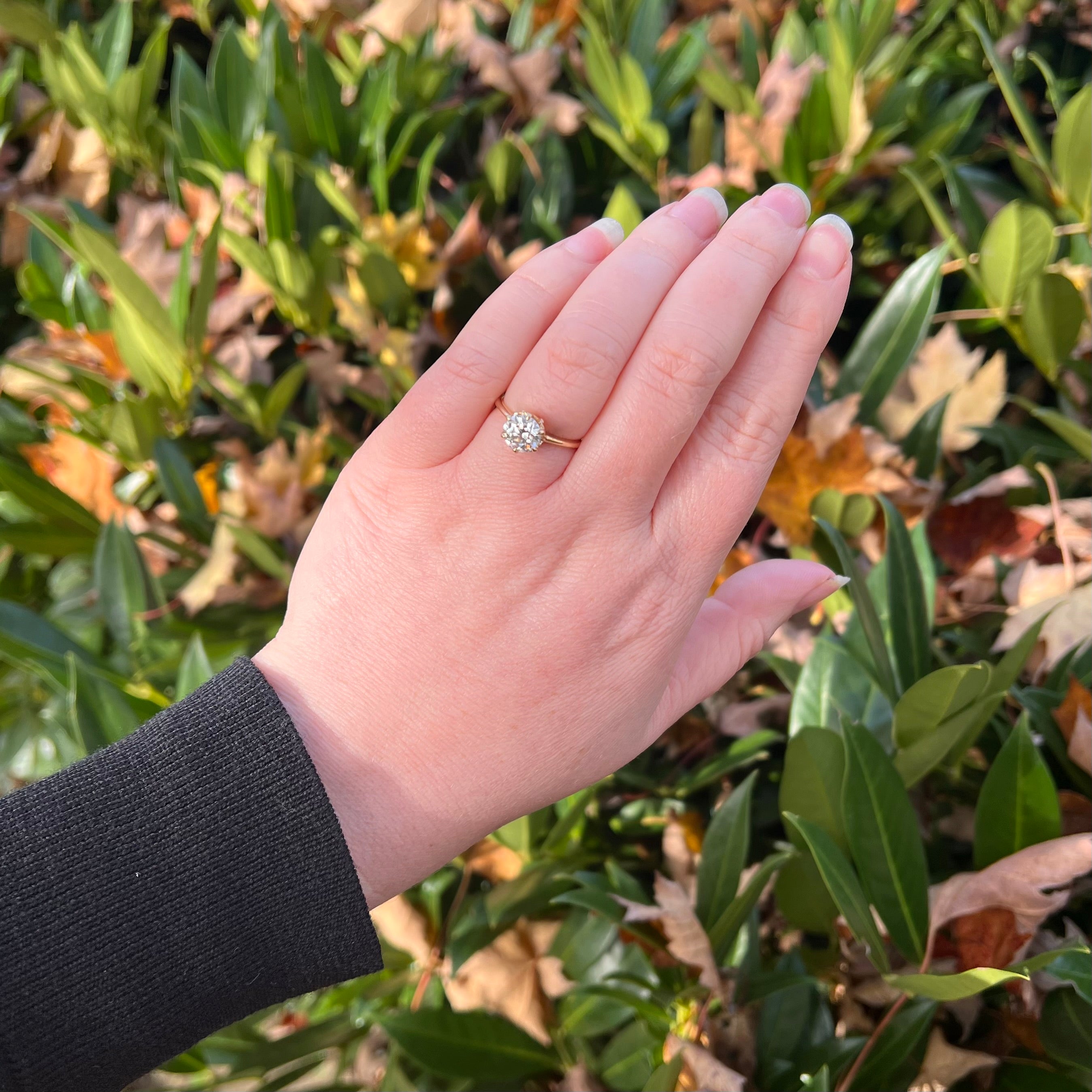 Victorian Style 1.45ct Old European Cut Diamond 14k Gold Engagement Ring