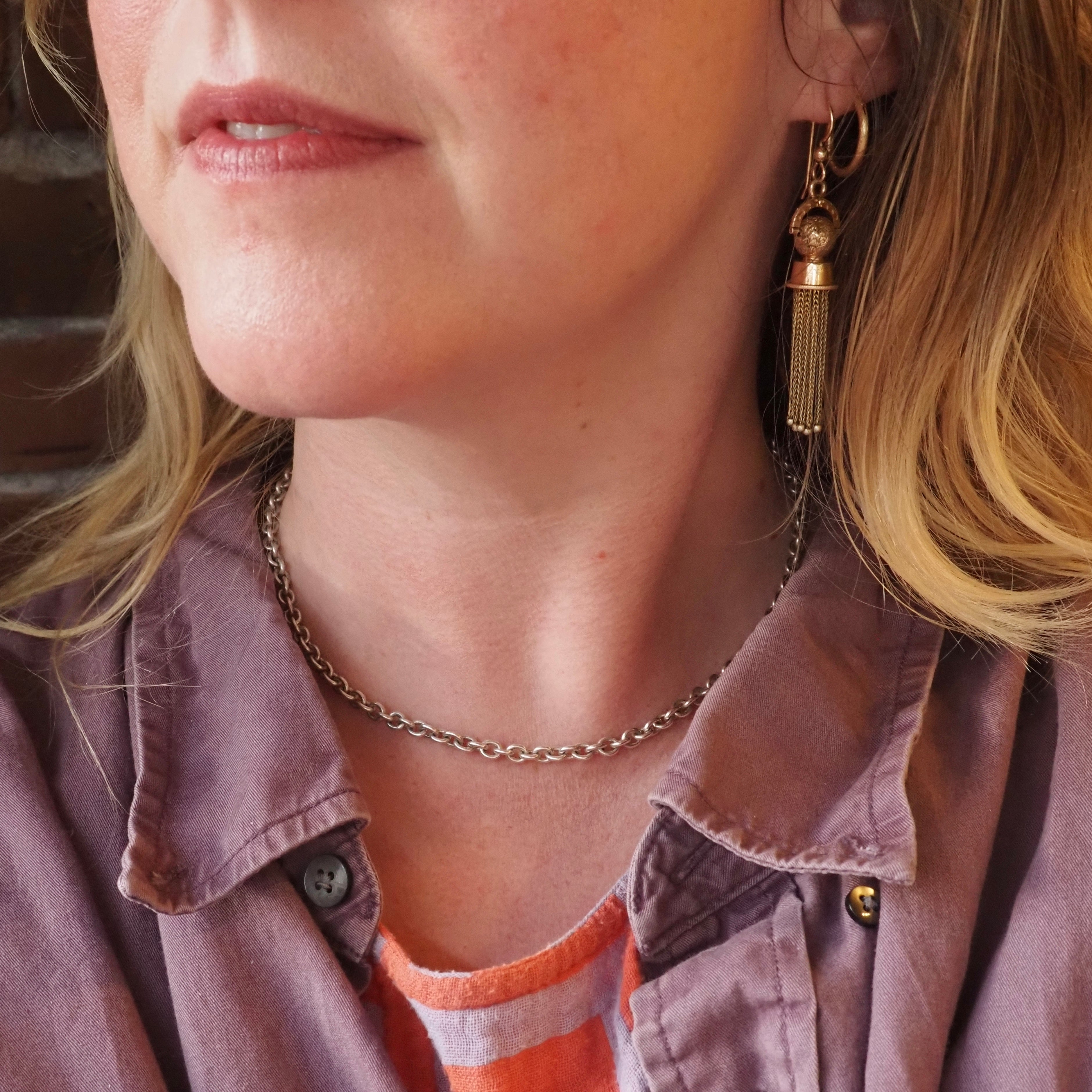 Vintage Gucci Sterling Silver Rolo Chain Necklace