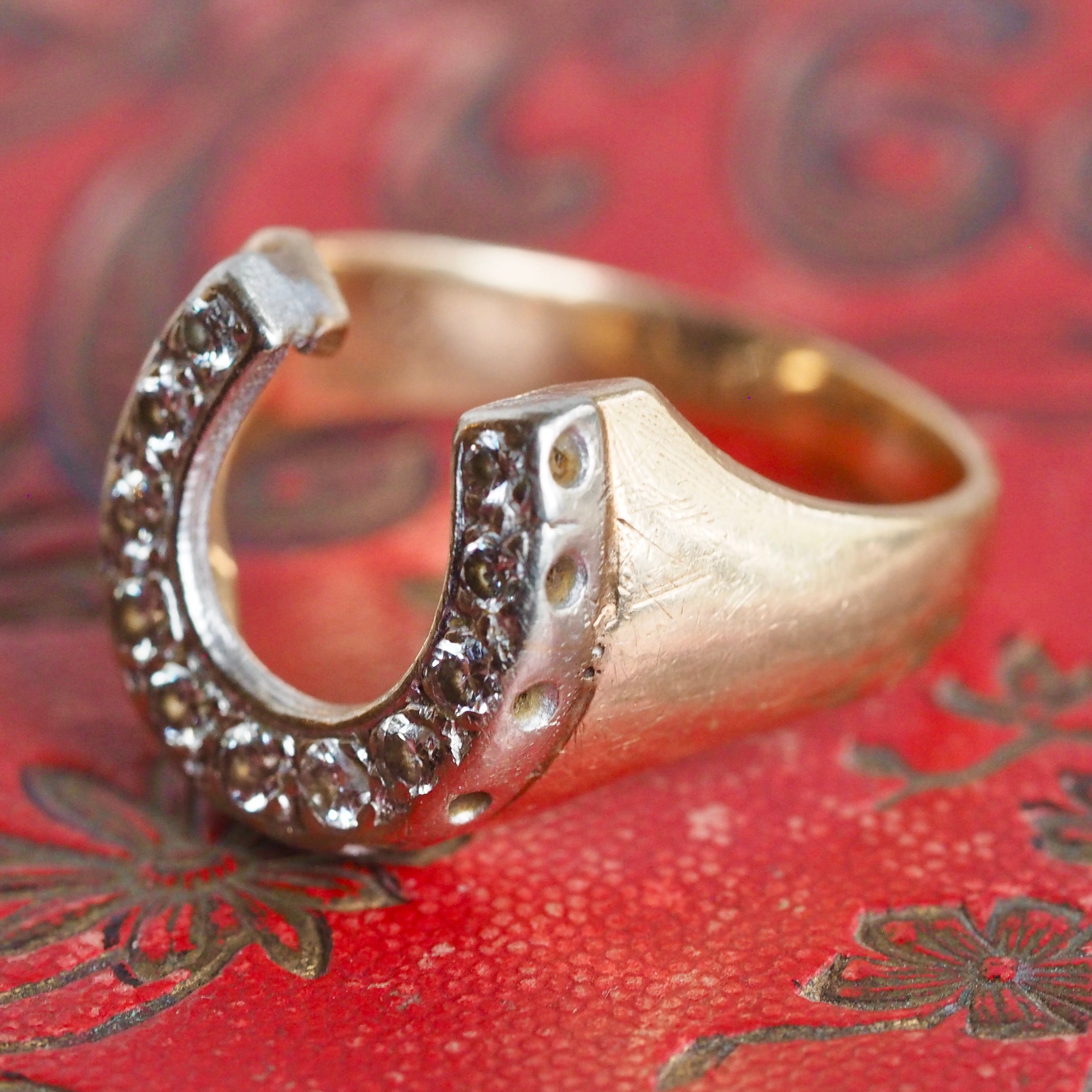Vintage 14k Gold Diamond Horseshoe Ring