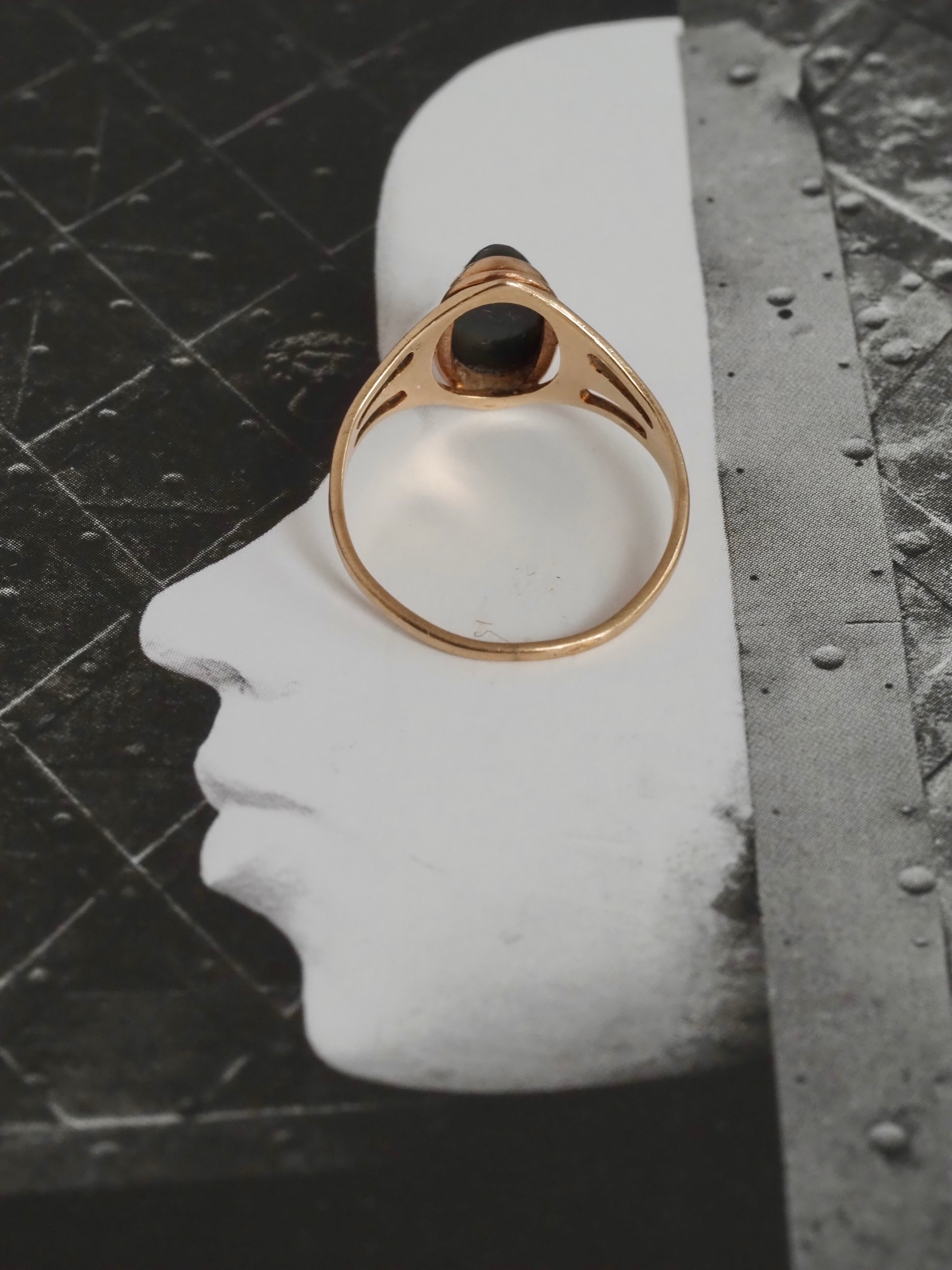 Antique Art Nouveau Bloodstone 10k Gold Ring
