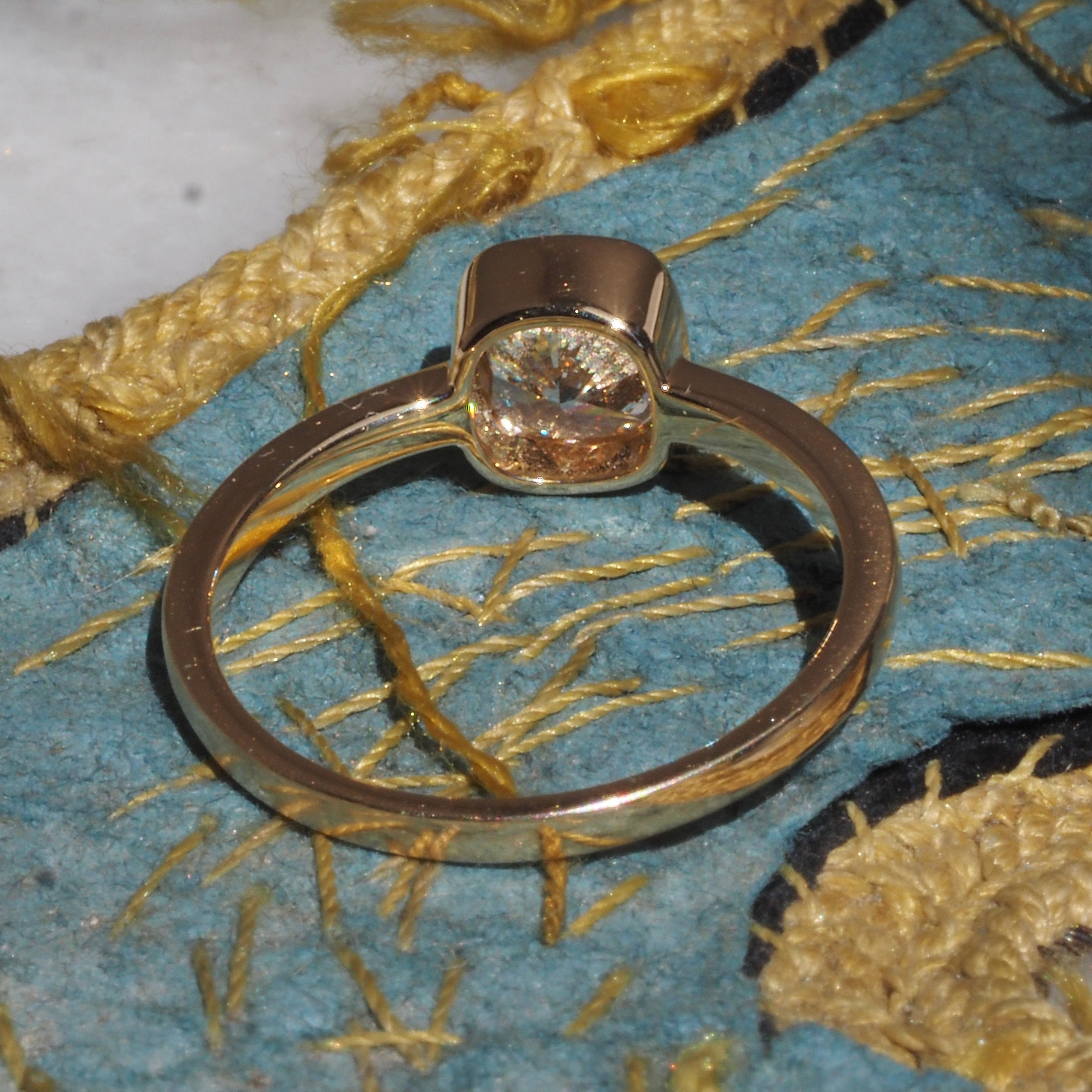 Cushion Modified Brilliant Cut 1.20ct Diamond 18k Gold Solitaire Engagement Ring