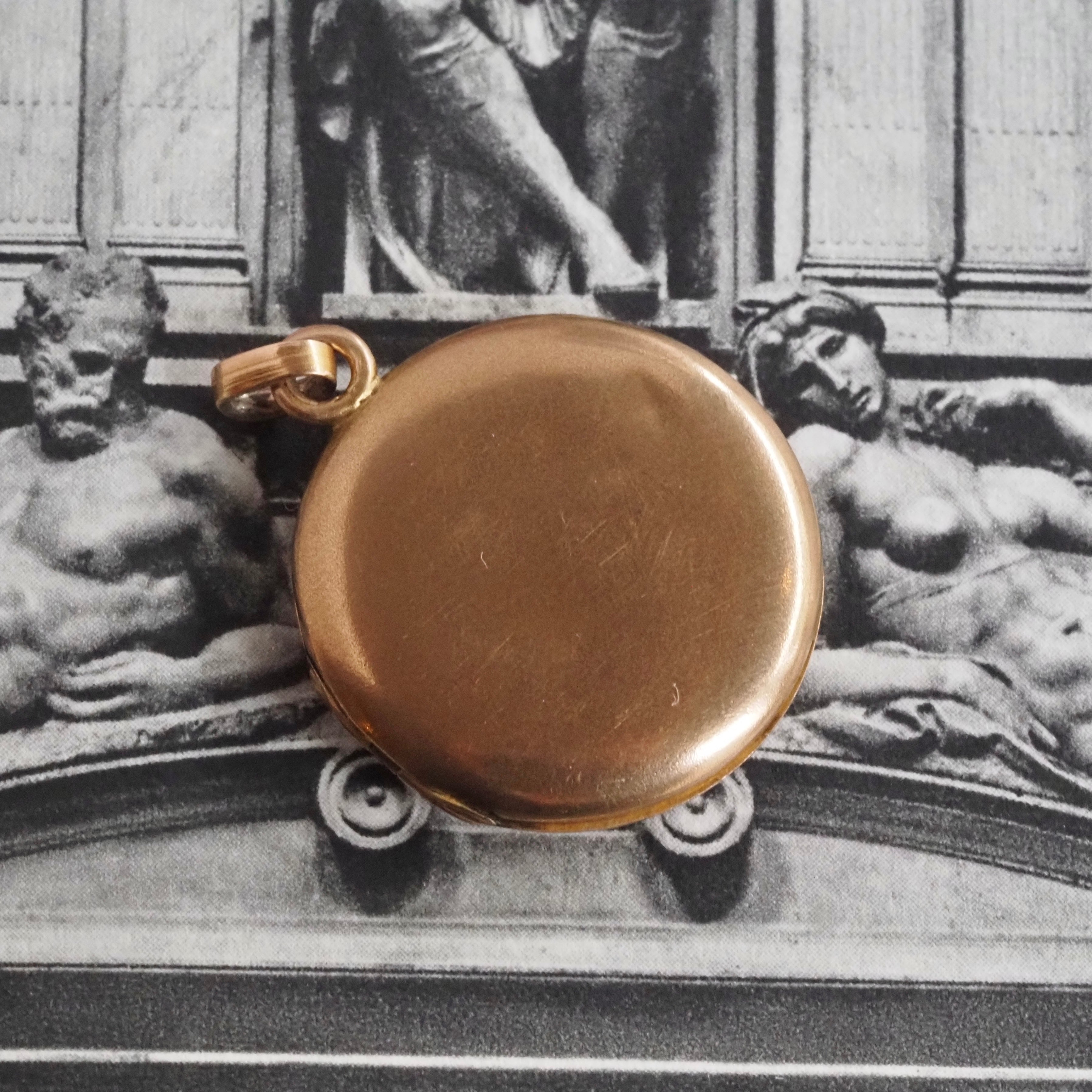 Antique Victorian Locket Rose & Green 14k Gold Charm