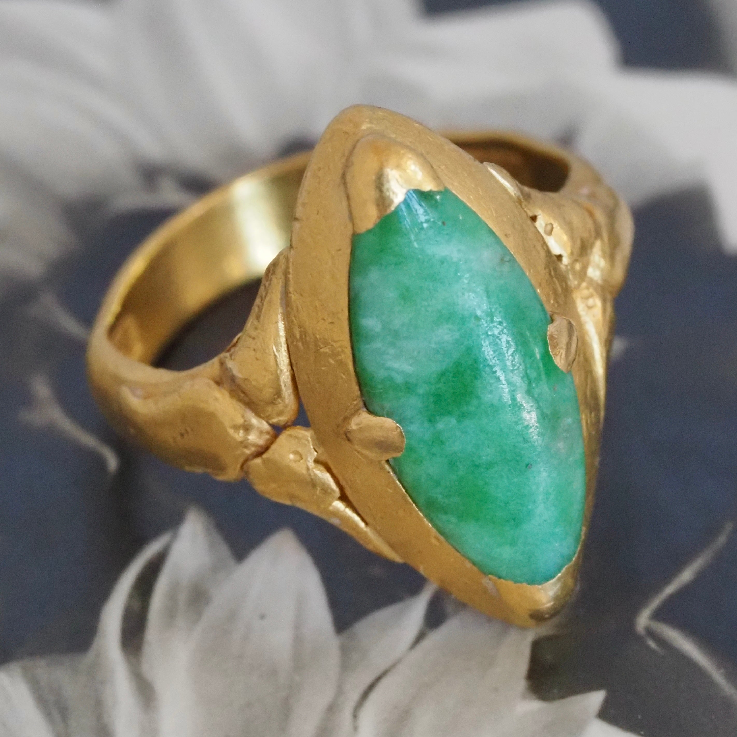 Antique Chinese 24k Gold Jade Ring