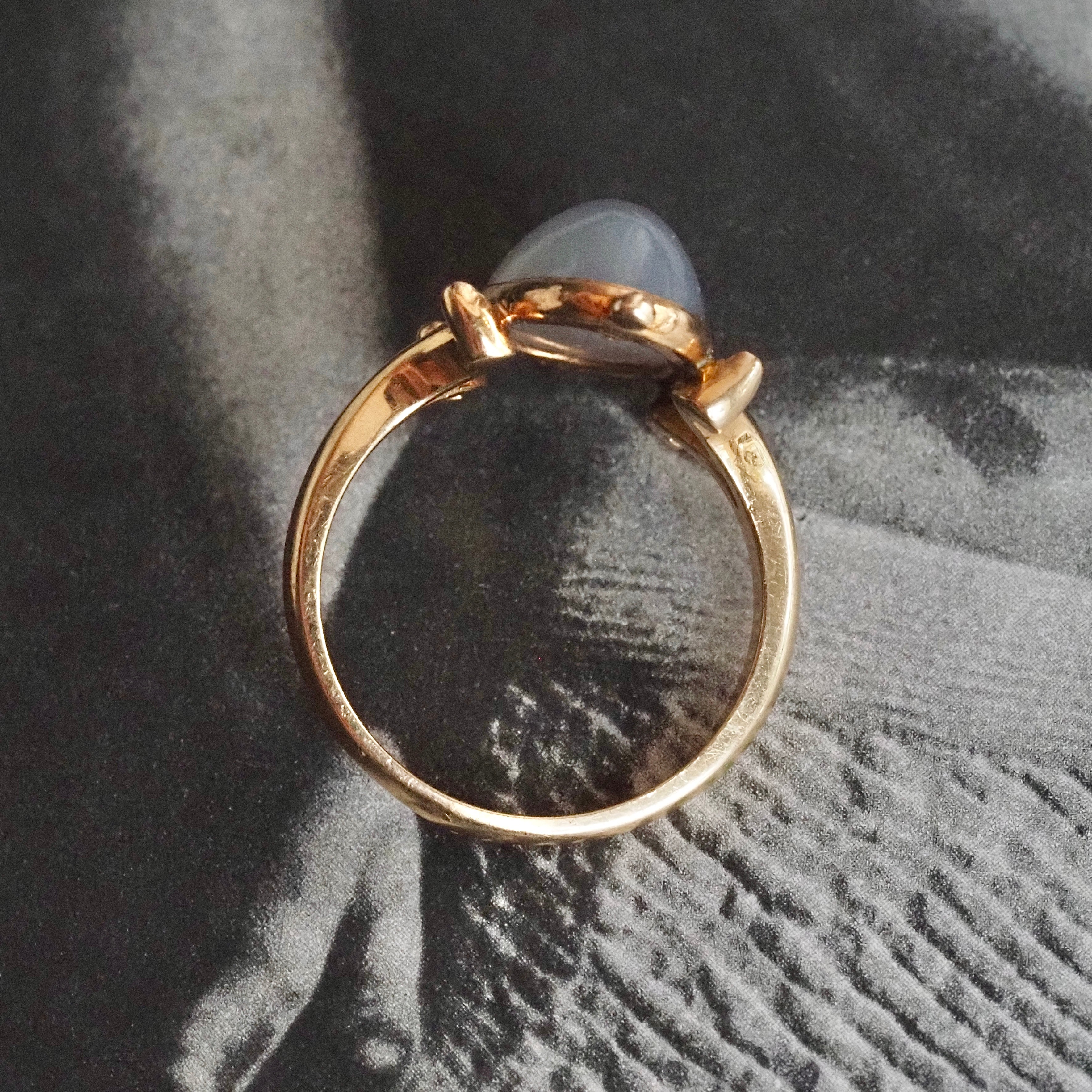 Antique Grey Moonstone 14k Gold Ring