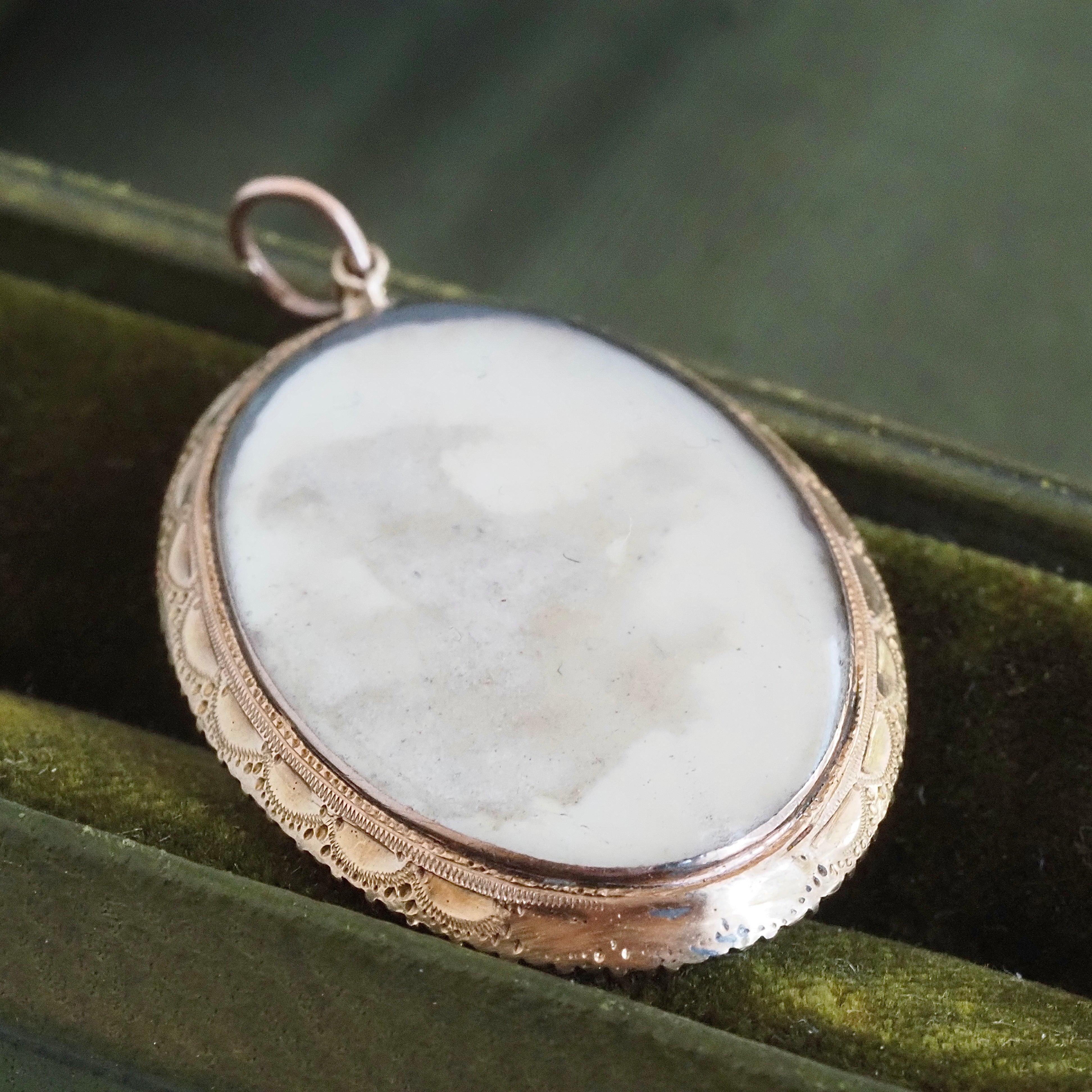 Antique Georgian/Early Victorian Doves "United by Love" Mourning Locket with Seed Pearls and 18k Gold