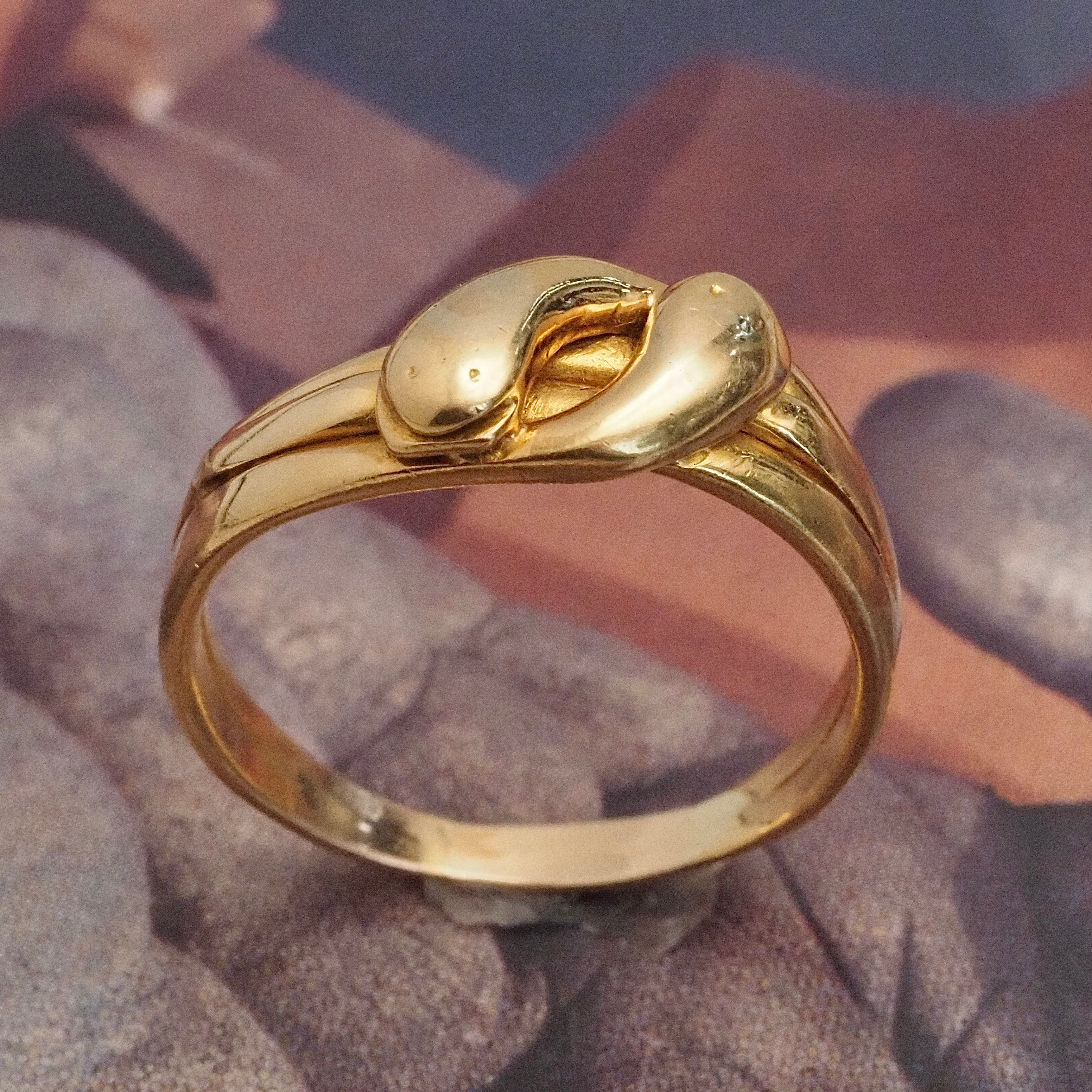 Antique 18k Gold Double Headed Snake Ring