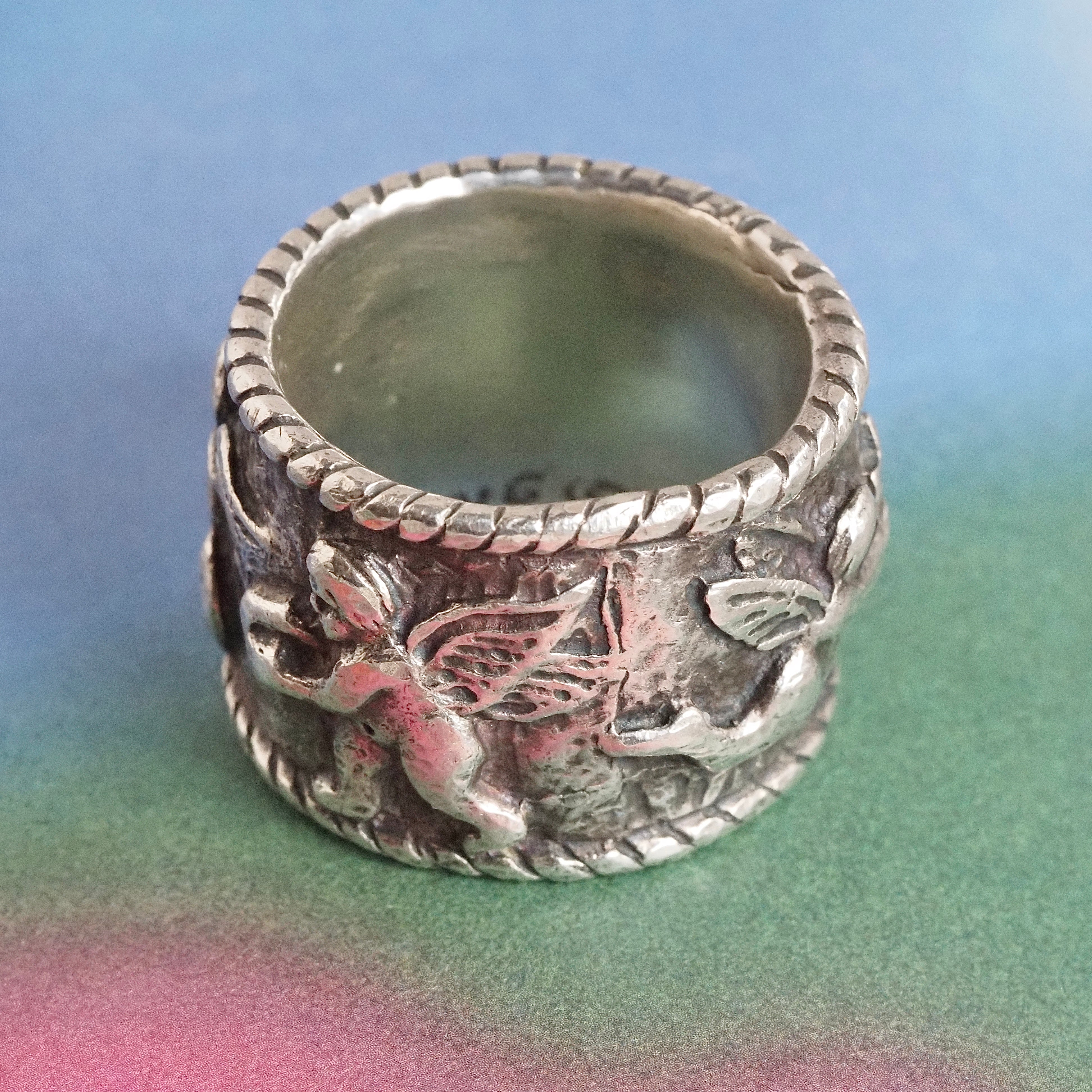 Vintage Sterling Silver Cherub Frieze Band