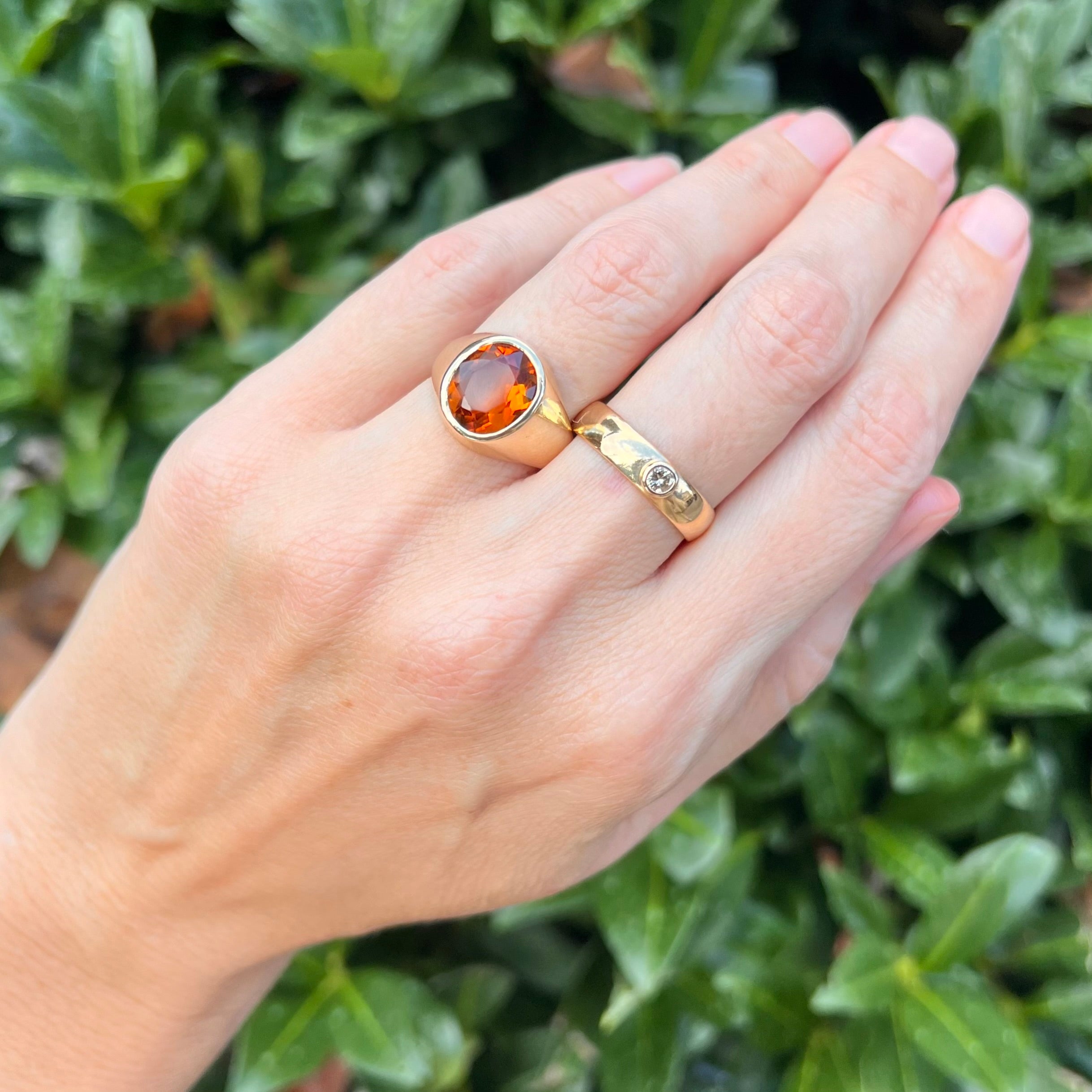 Vintage English Citrine 9k Gold Signet Ring