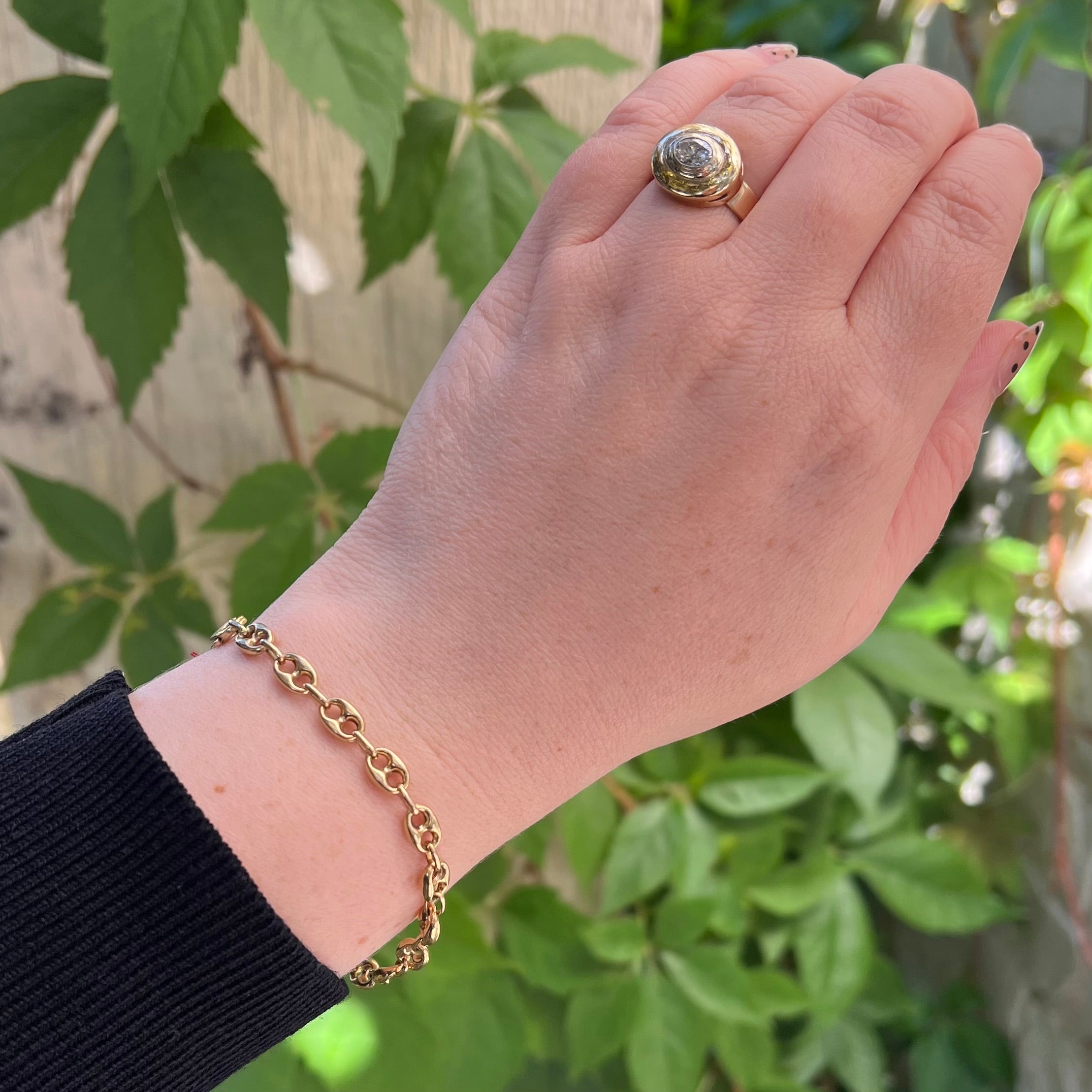Vintage Italian 14k Gold Puffy Mariner Bracelet