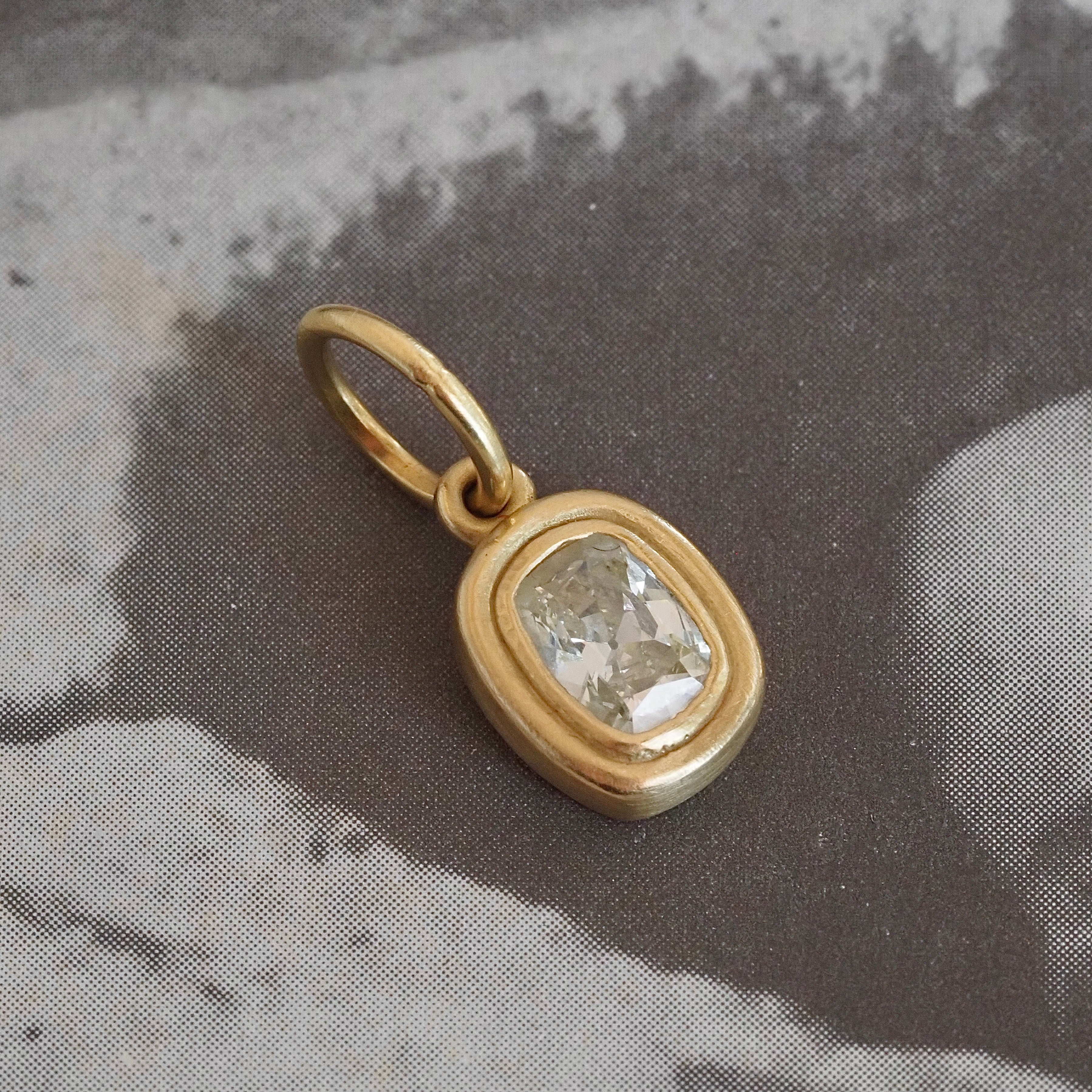 Cushion Modified Brilliant Cut Diamond 18k Gold Pendant