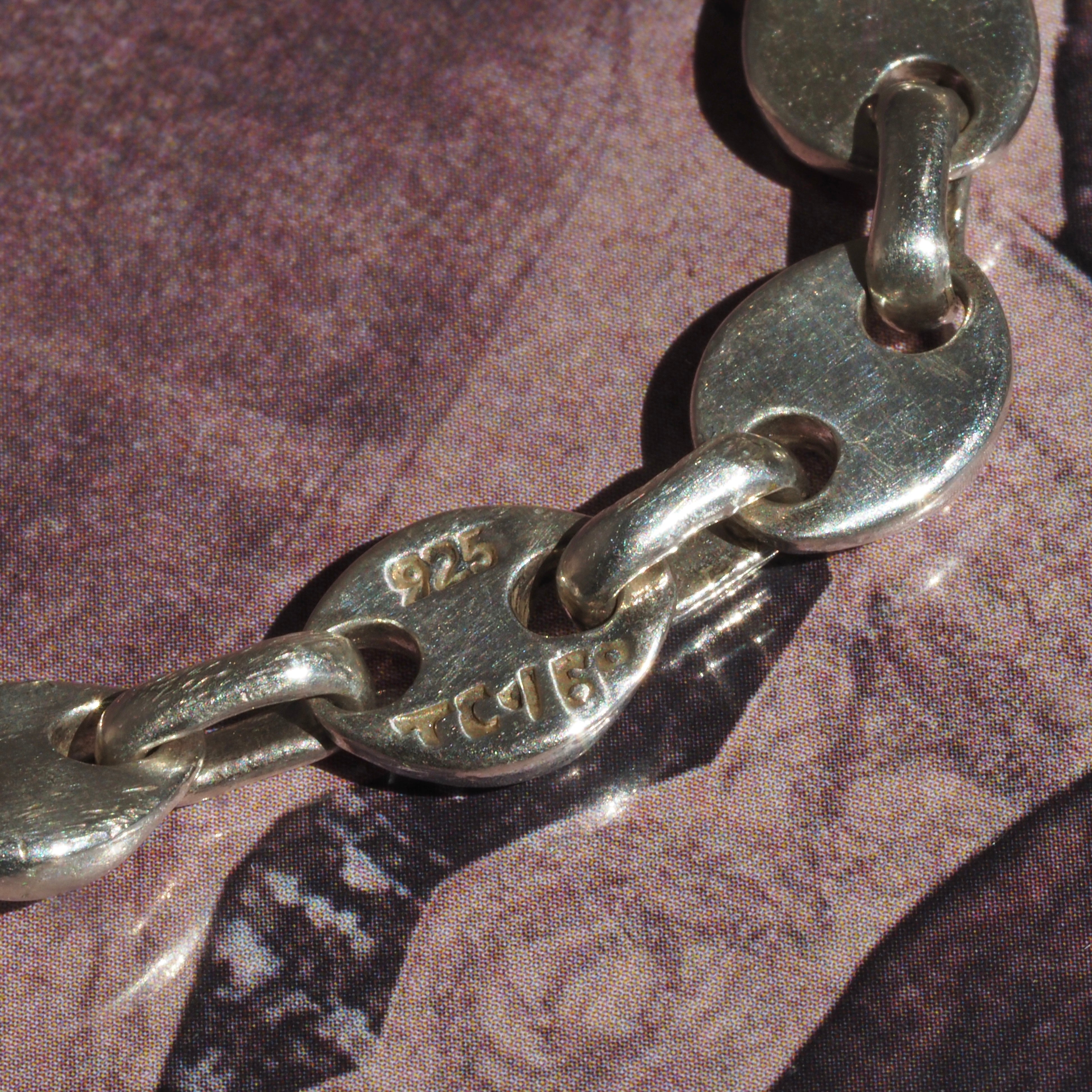 Vintage Taxco Sterling Silver Puffy Mariner Link Bracelet