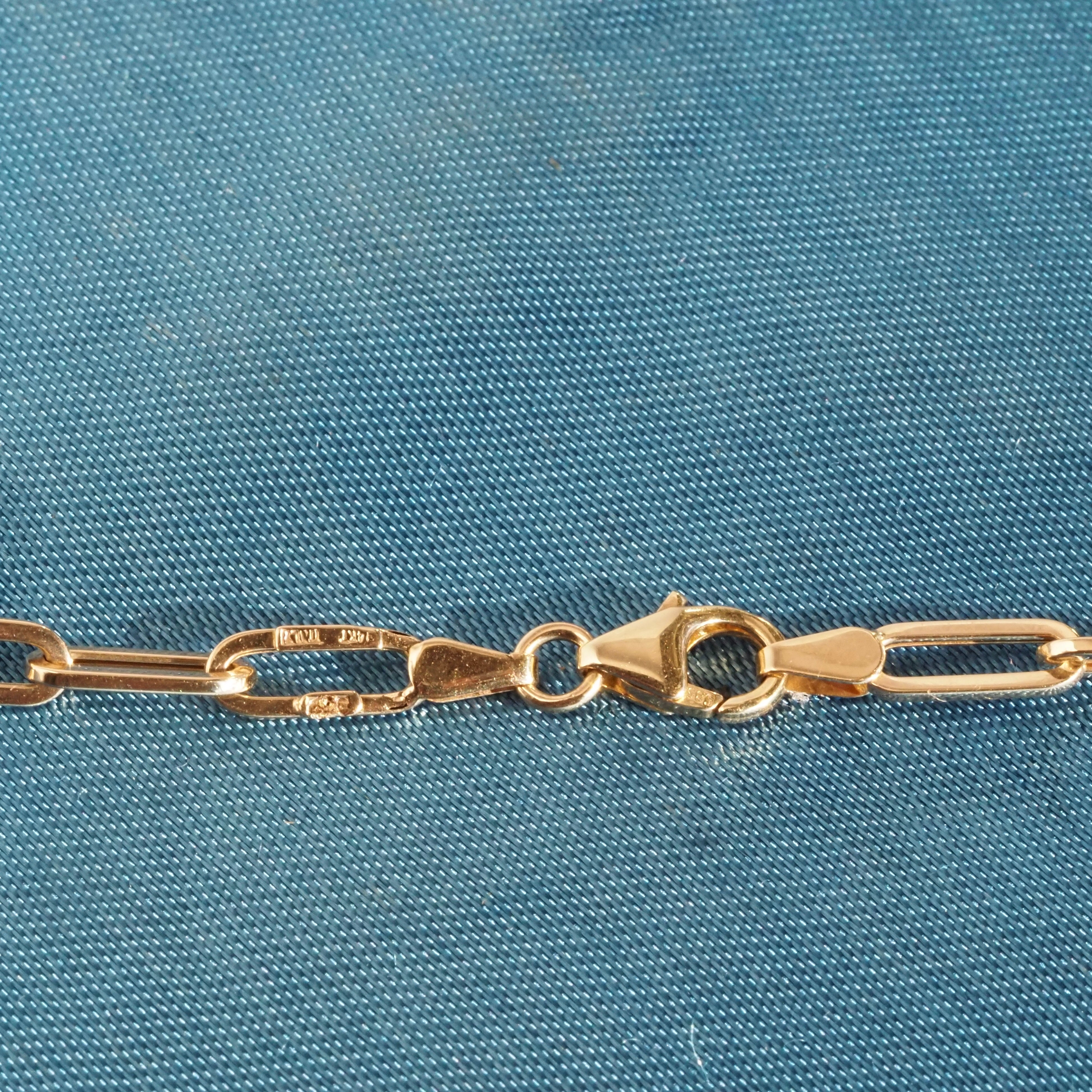 Italian 24” 14k Gold Paperclip Chain Necklace