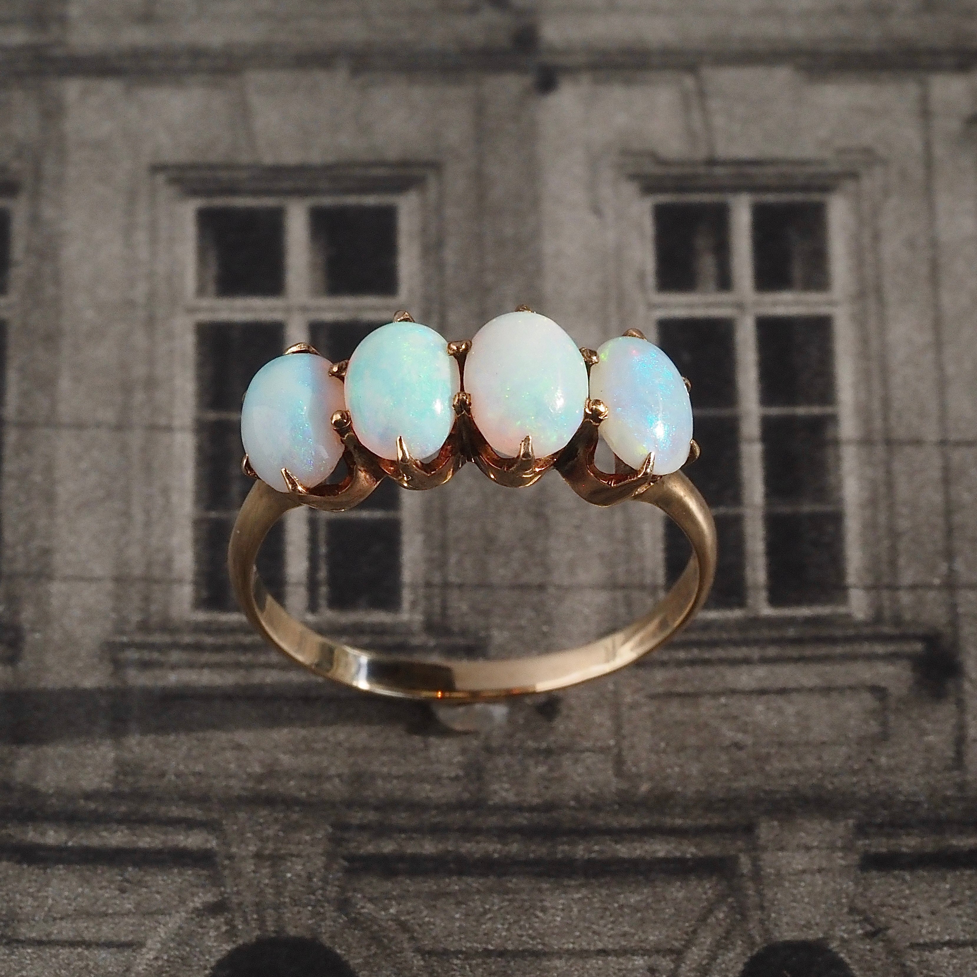 Antique Victorian Four Opal 10k Gold Ring