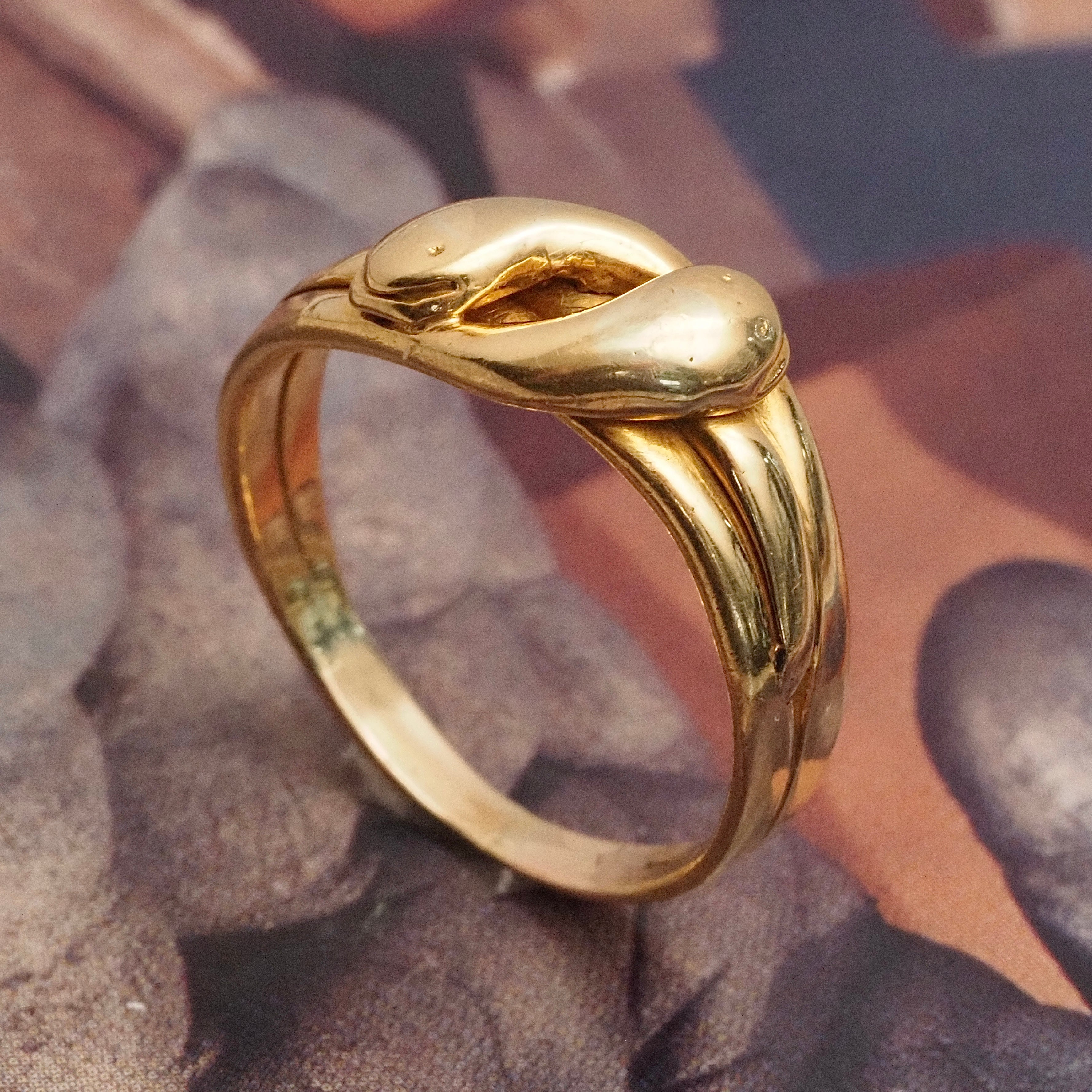 Antique 18k Gold Double Headed Snake Ring