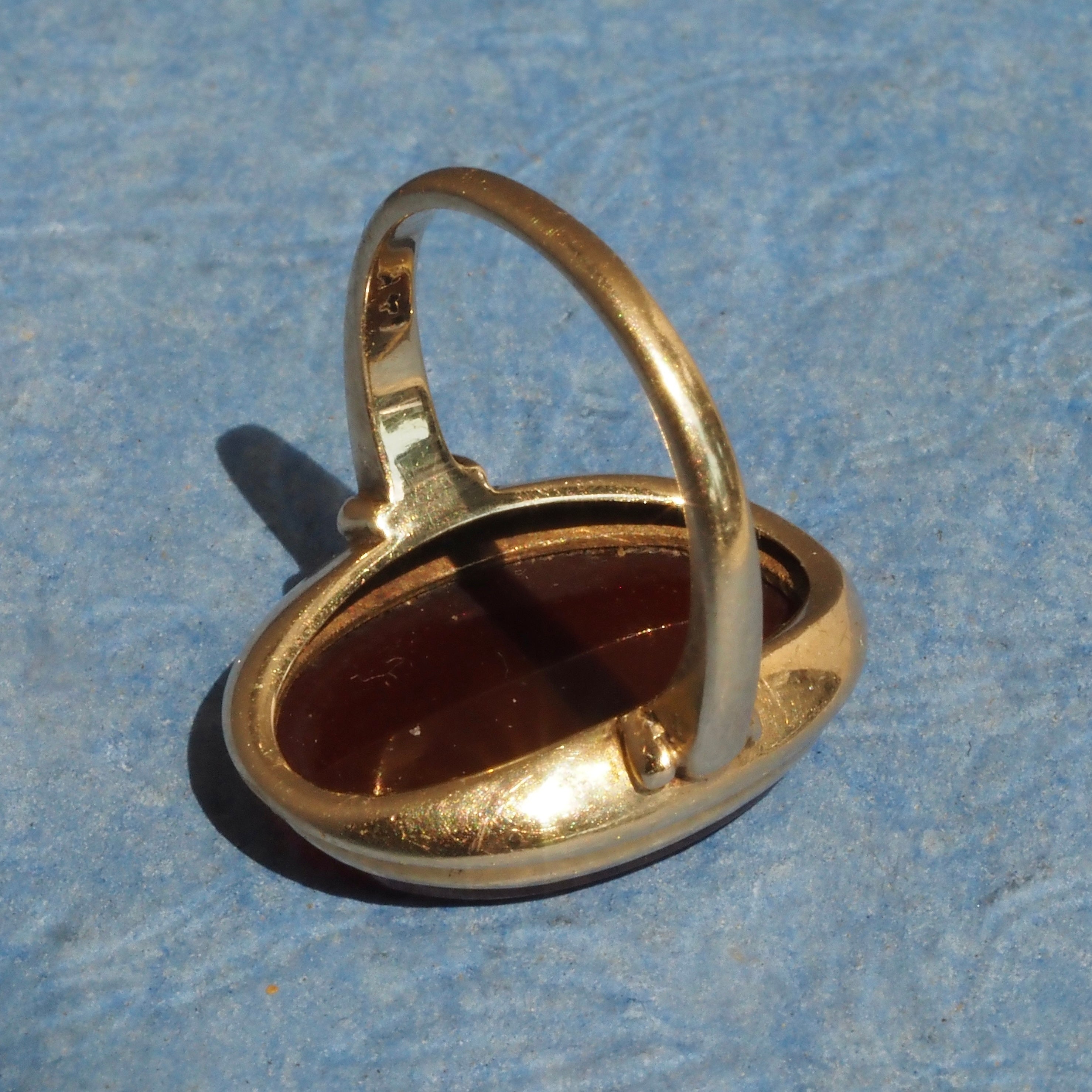 Antique Wide Oval Carnelian 14k Gold Ring