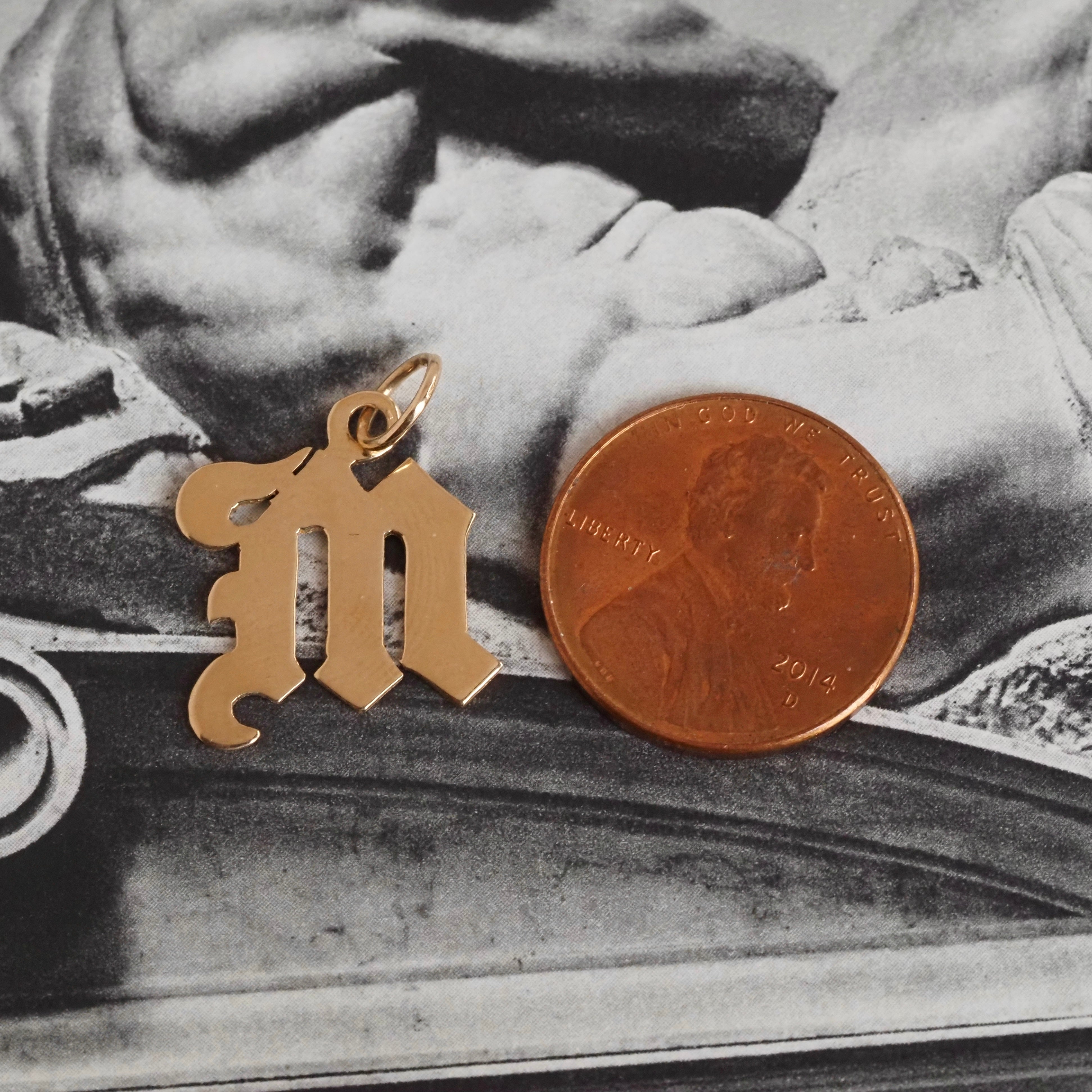 Vintage M 14k Gold Charm