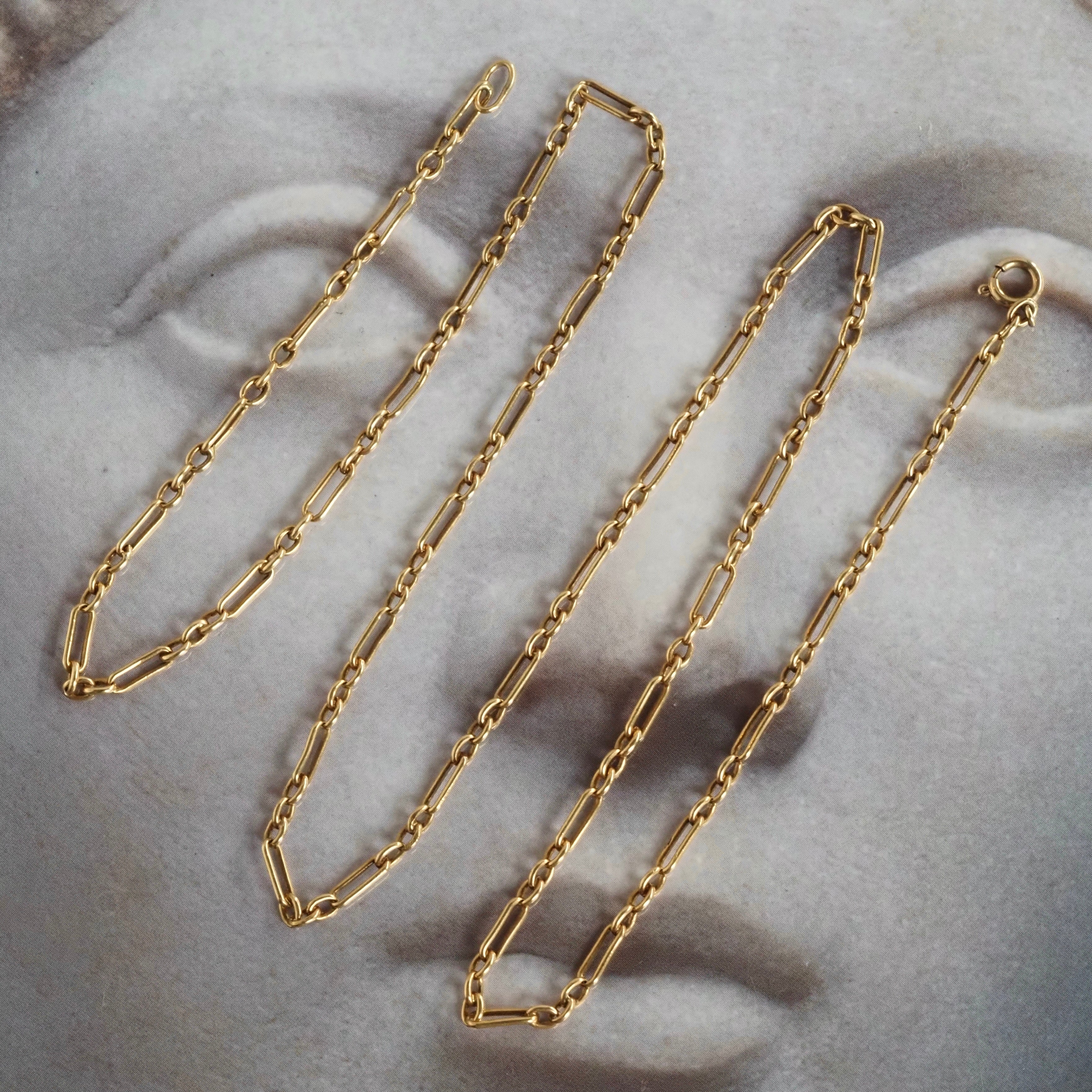 Vintage 14k Gold Alternating Cable Link Chain Necklace