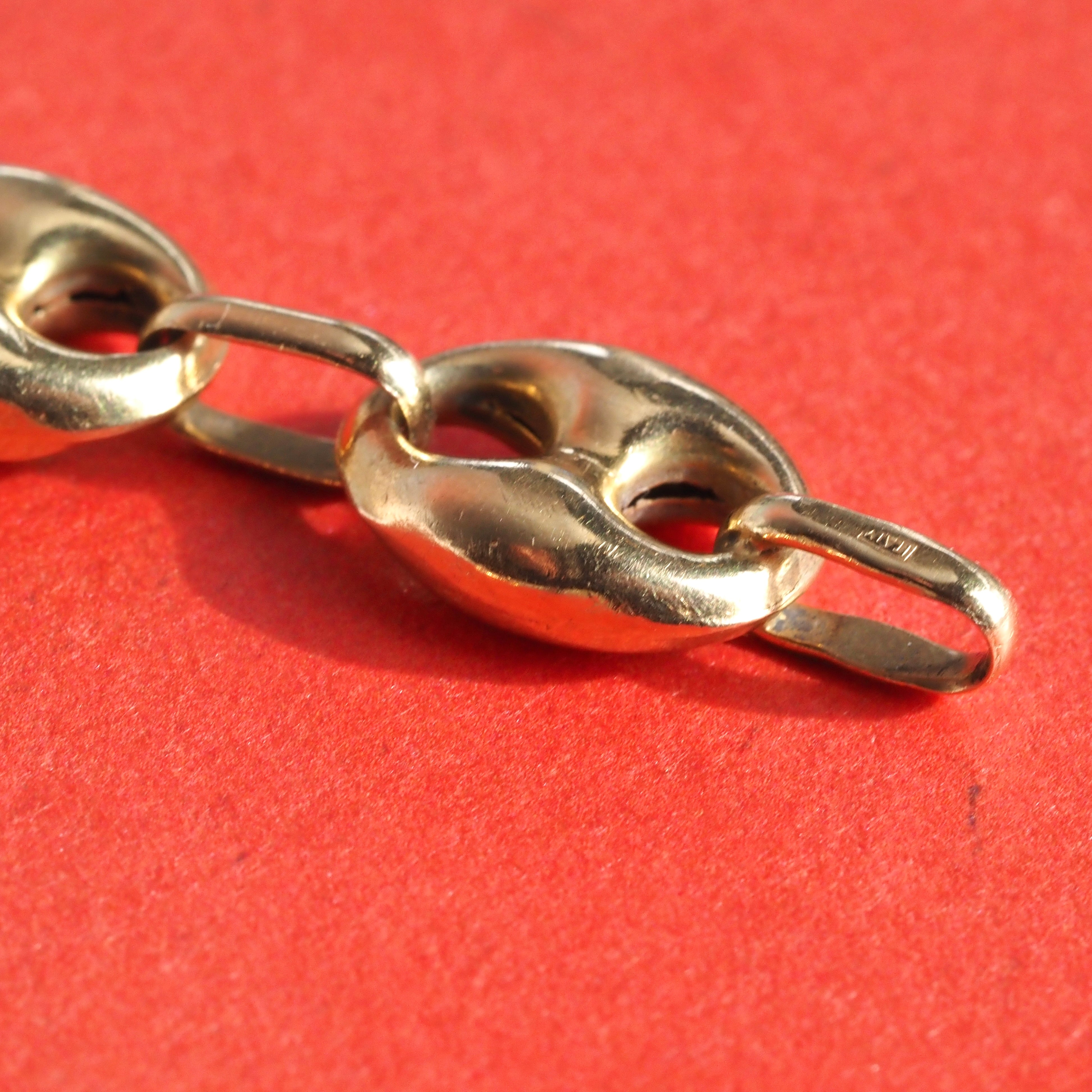 Vintage Puffy Mariner Link 14k Gold Bracelet