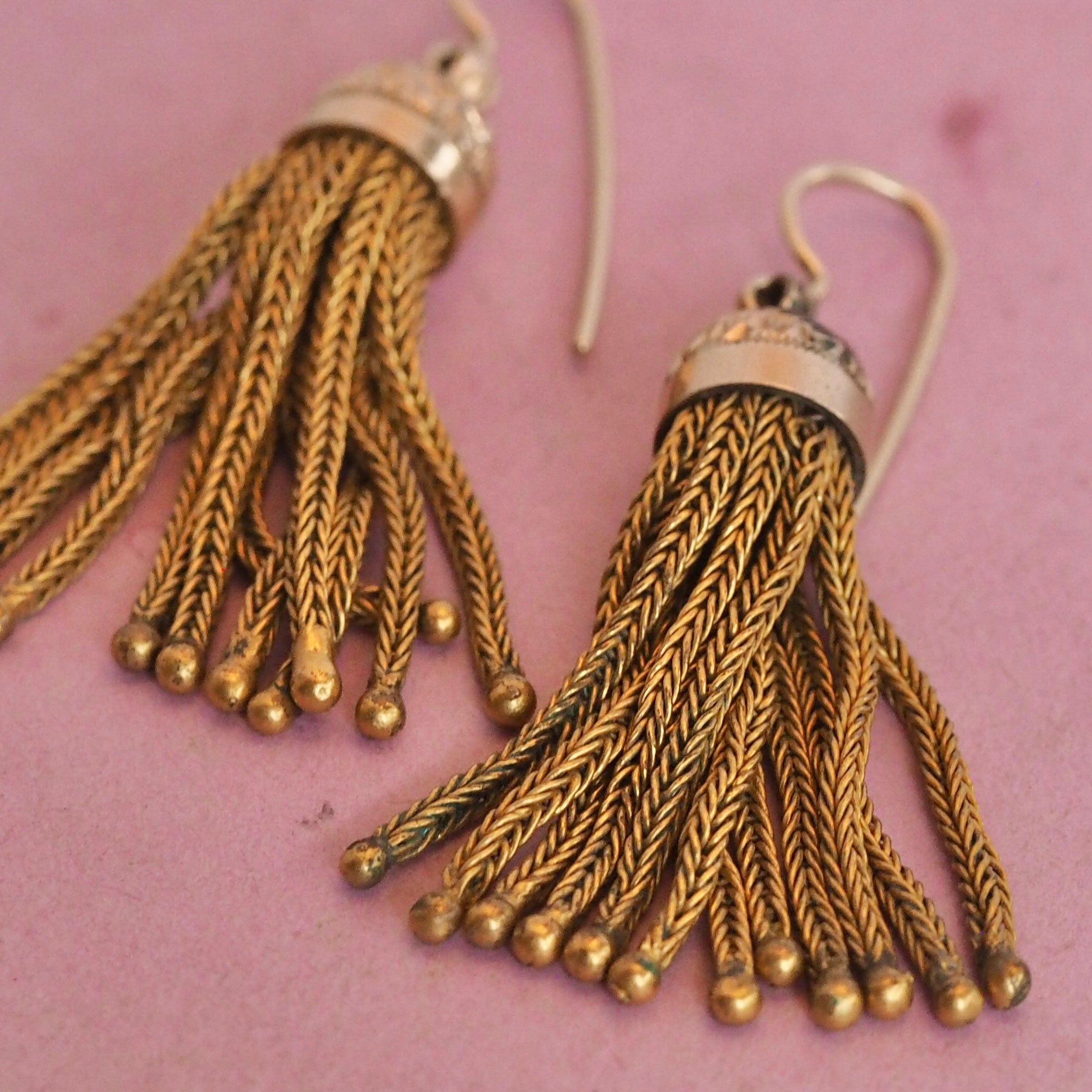 Antique Victorian Gold Filled Tassel Earrings