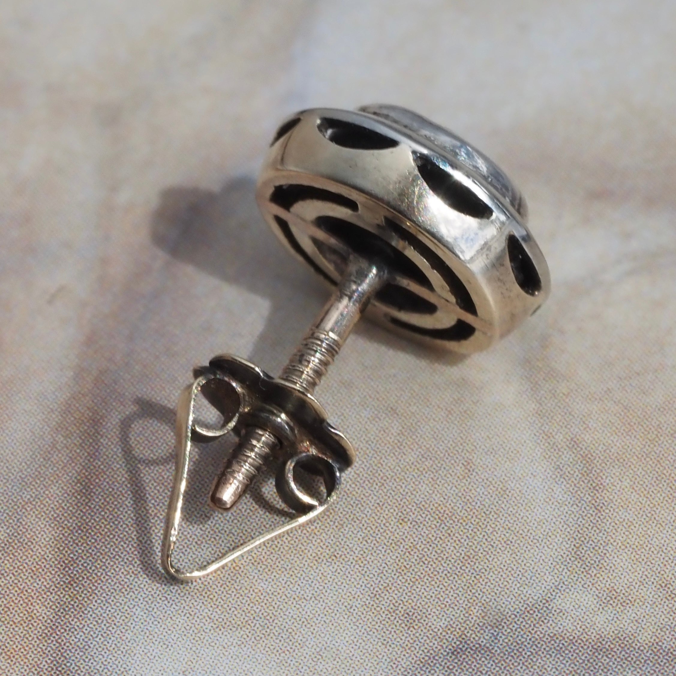 Antique Turn of the Century Rose Cut Diamond 14k Gold and Sterling Silver Stud Earrings