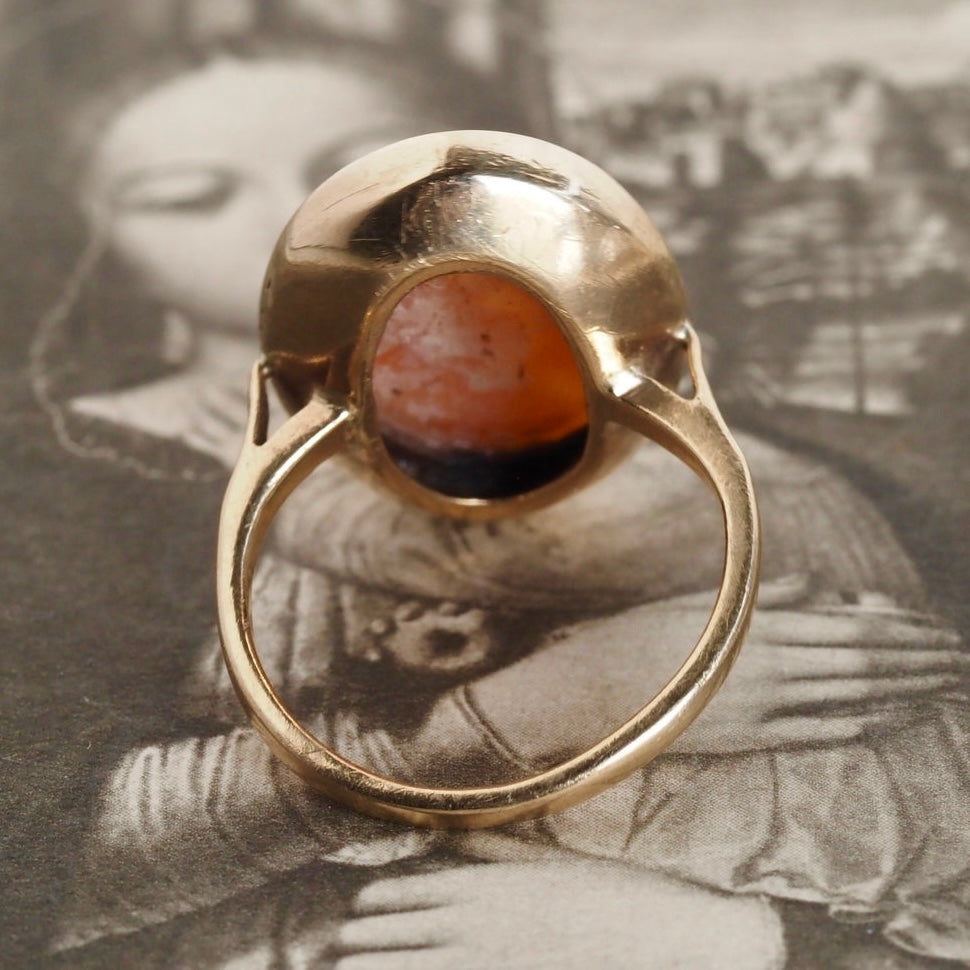 Antique Victorian 14k Gold Shell Cameo Ring