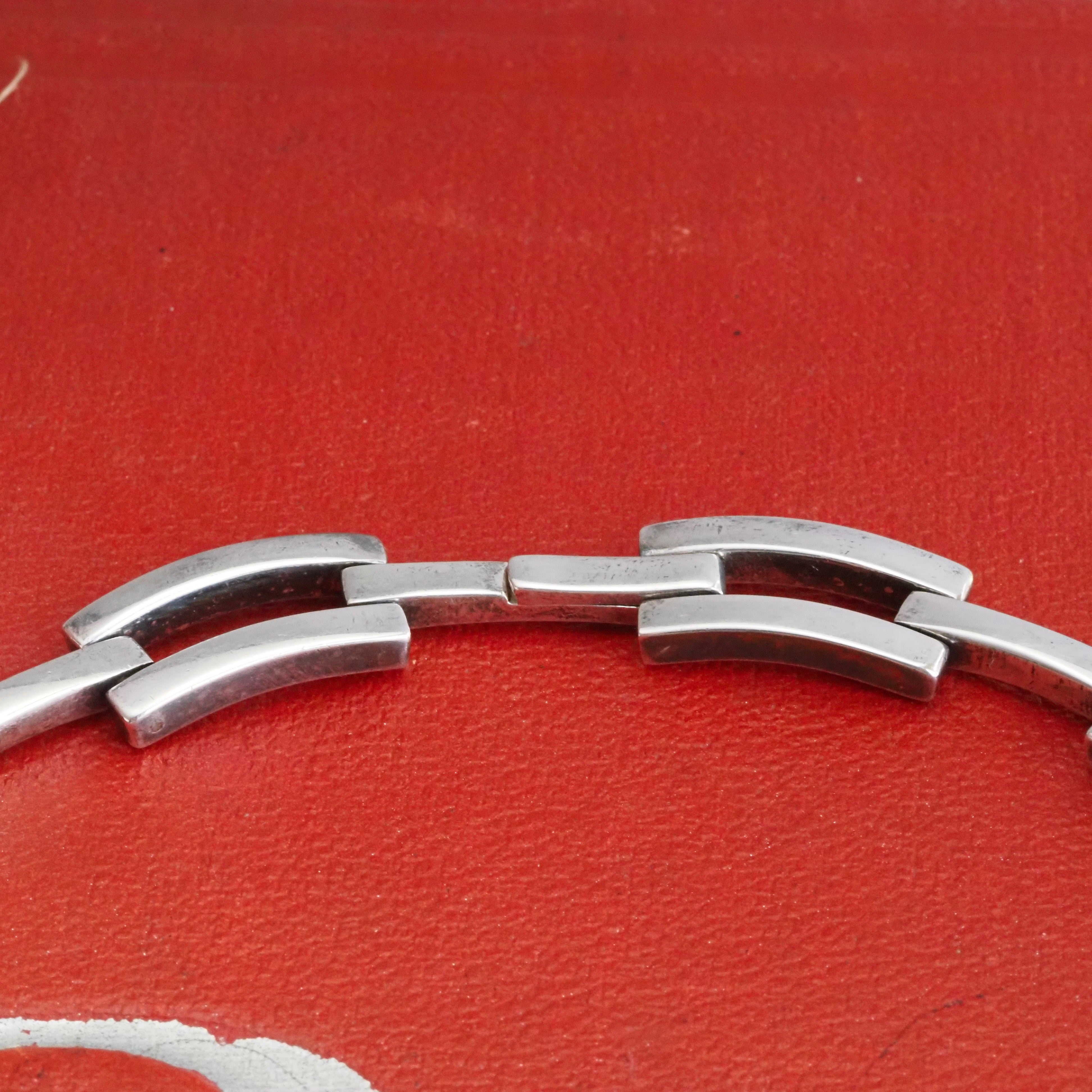 Vintage Gucci Link Sterling Silver Collar Necklace