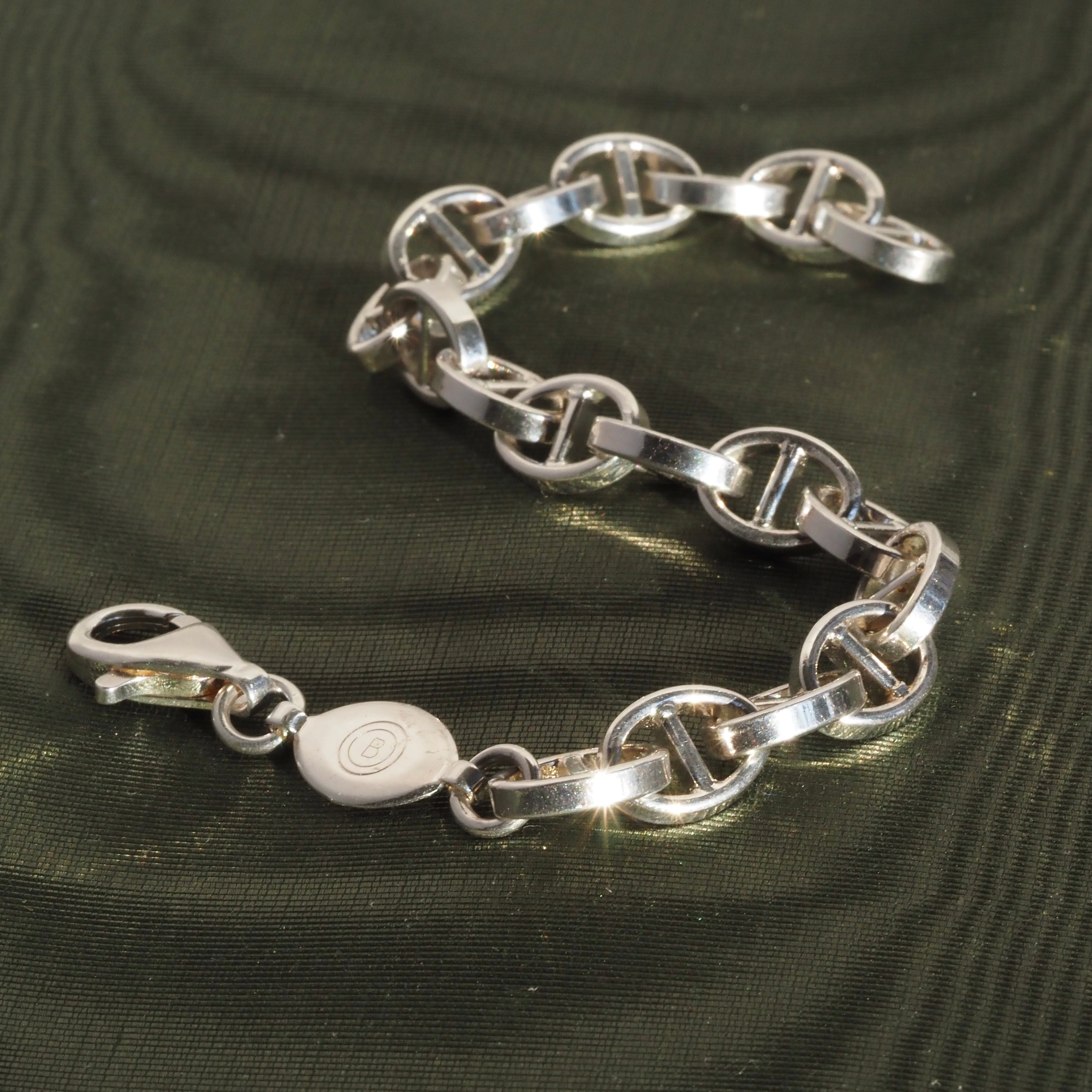 Vintage Italian Sterling Silver Mariner Link Chain Bracelet