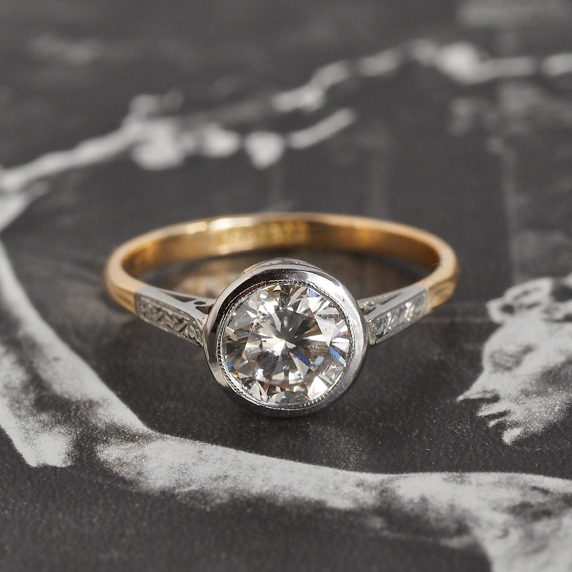 Vintage 1.24ct Diamond 18k and Platinum Engagement Ring