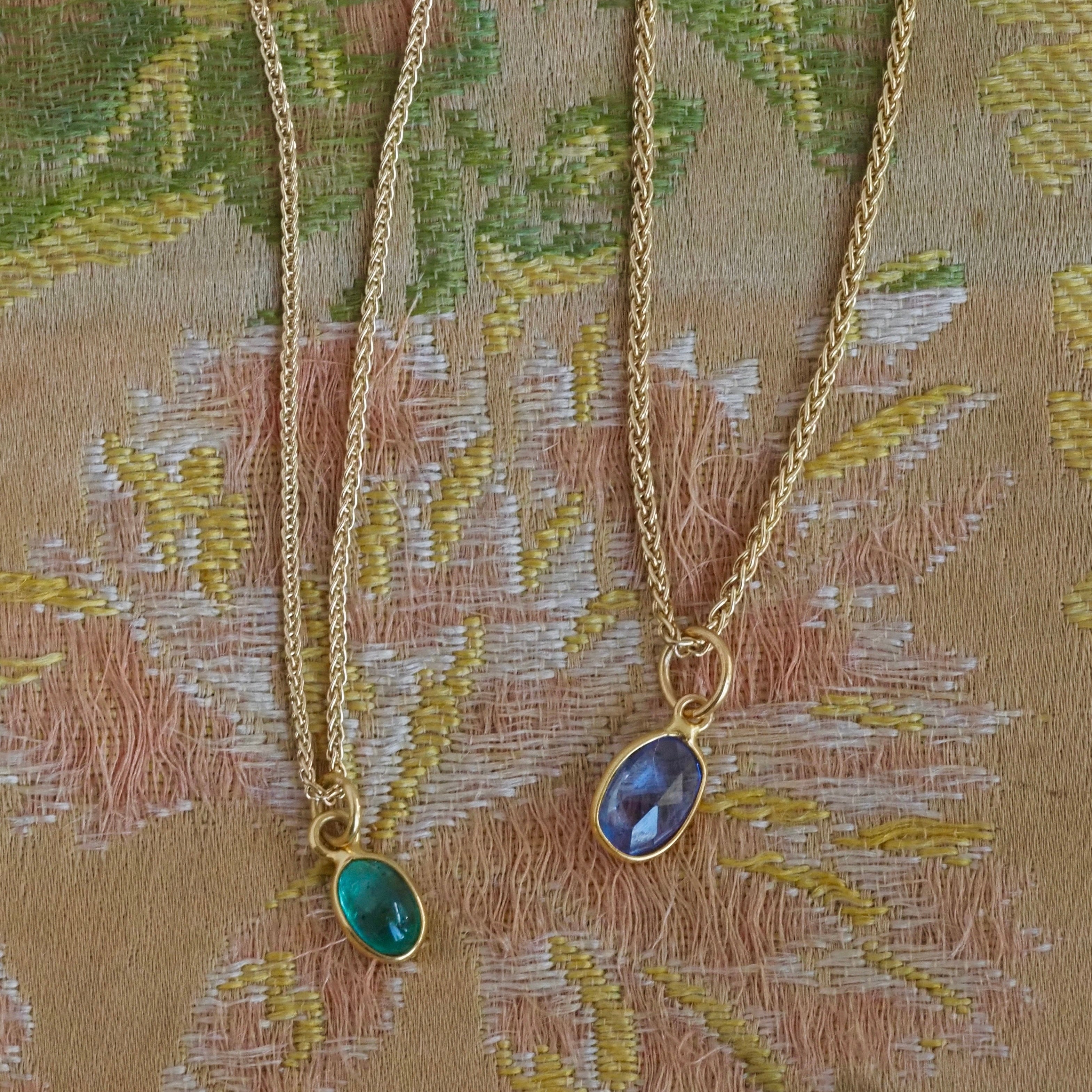 Vintage 18k Gold Emerald Cabochon Pendant