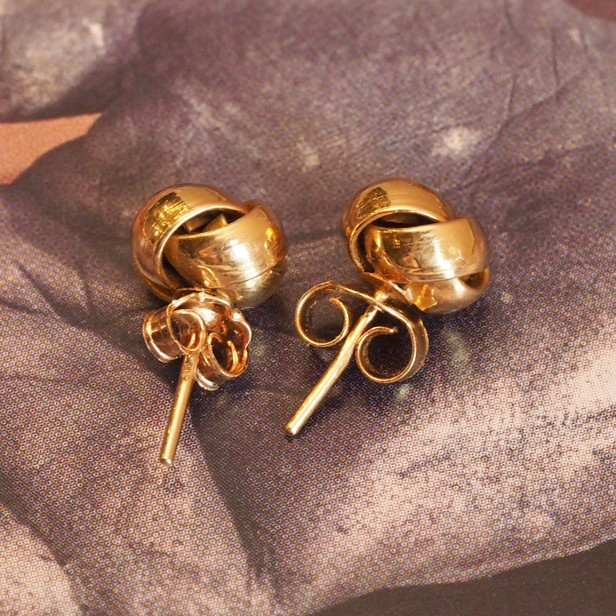 Vintage Portuguese 19k Gold Knot Earrings