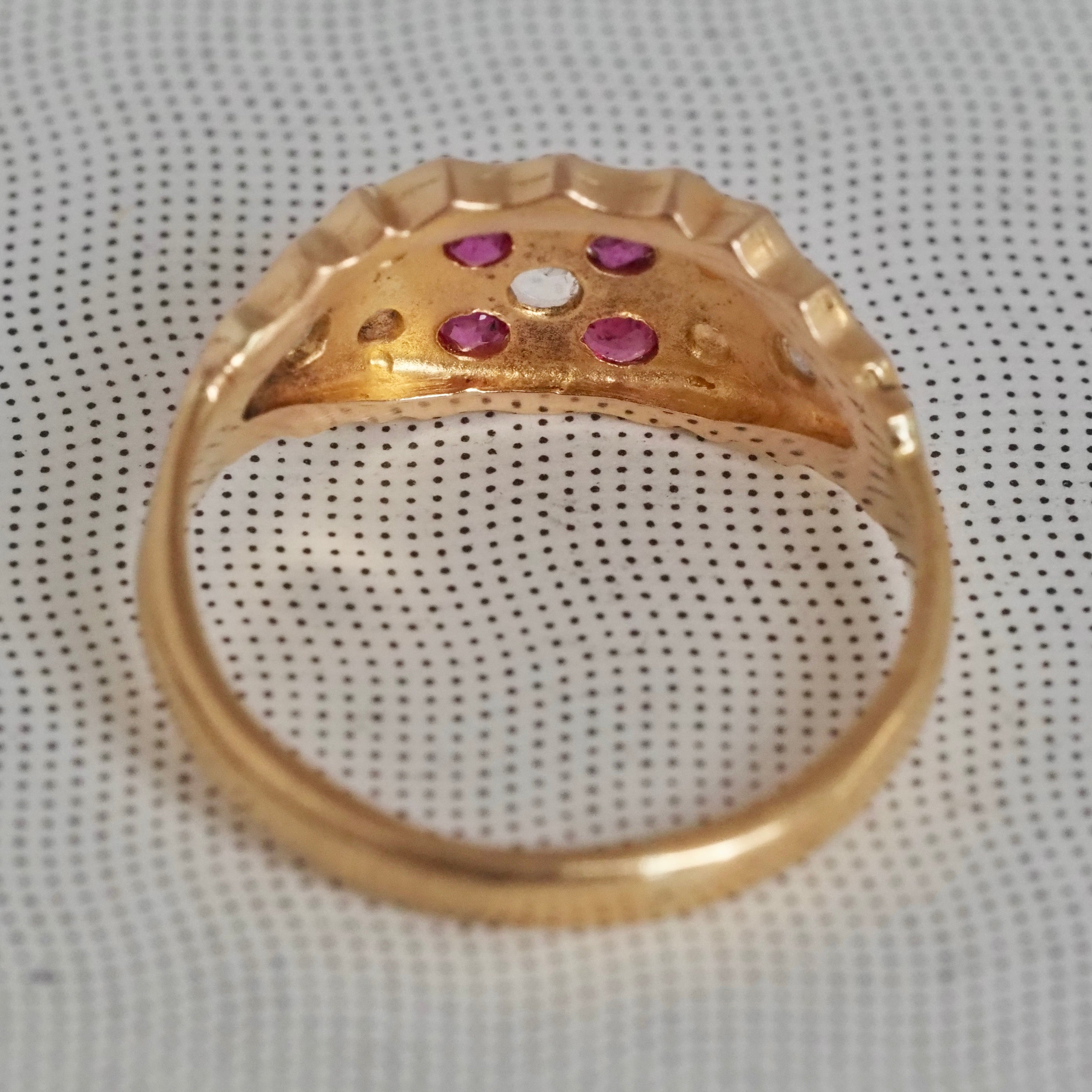 Antique English 18k Gold Ruby and Diamond Ring