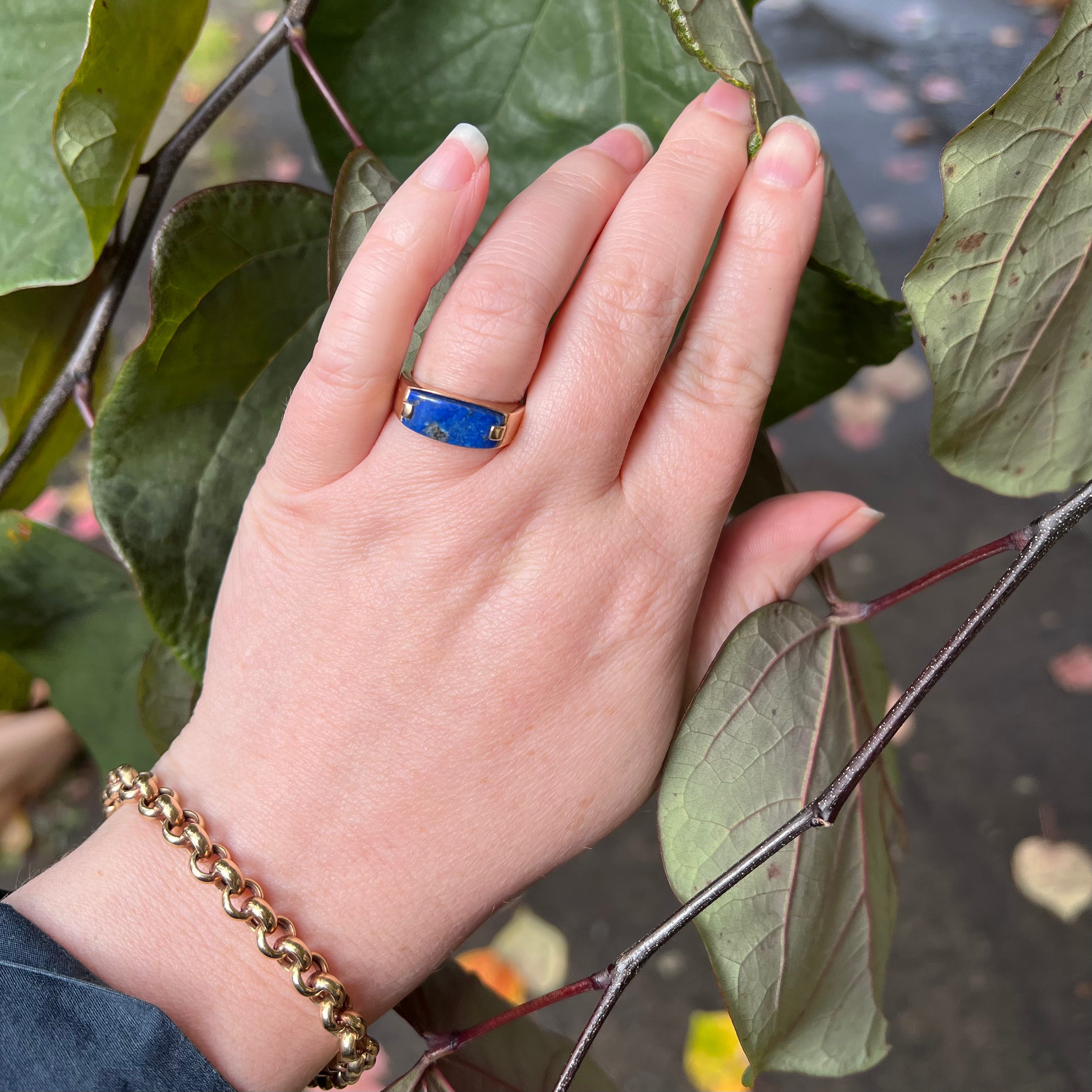 Vintage Lapis Saddle 14k Gold Ring