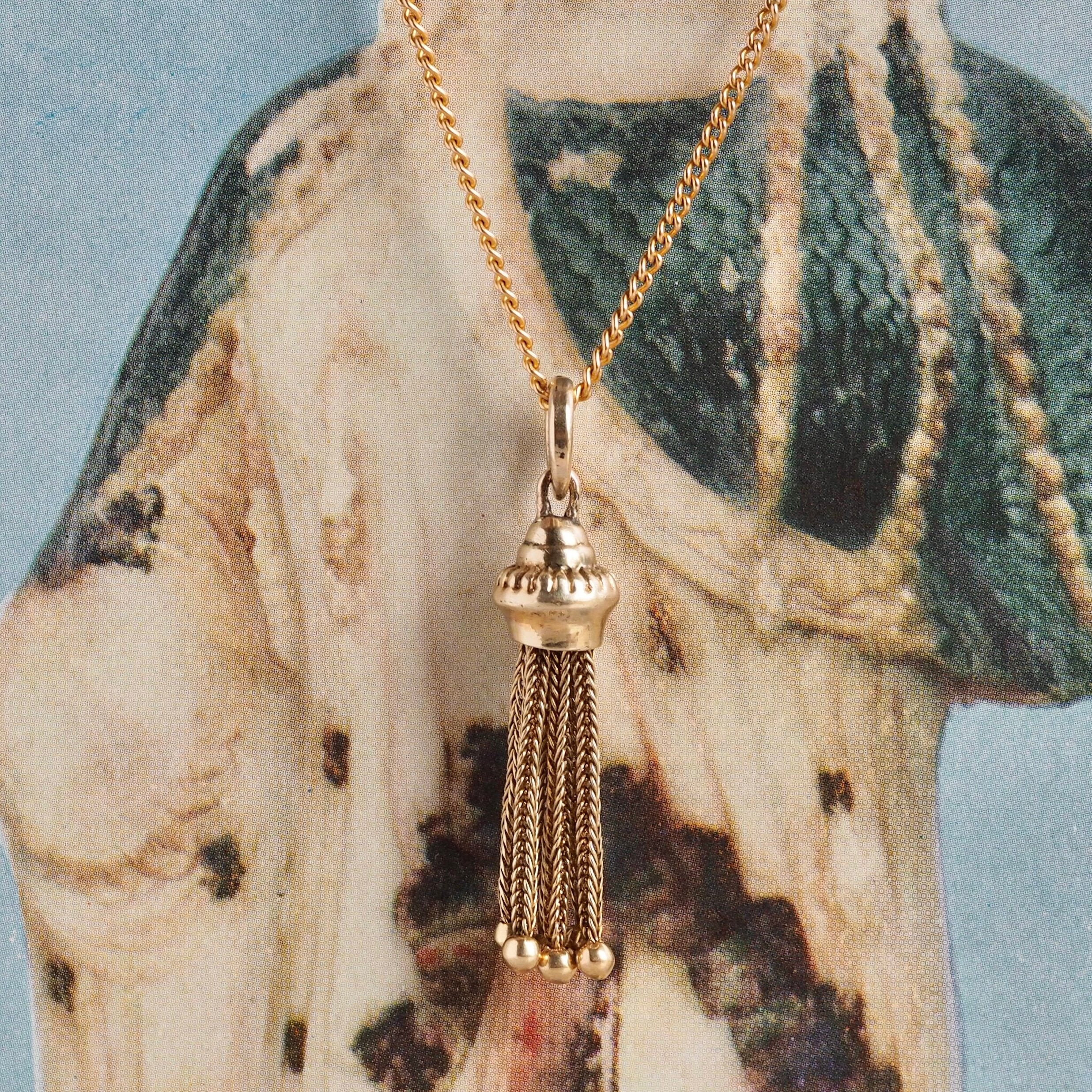 Antique Victorian 14k Gold Petite Tassel Pendant