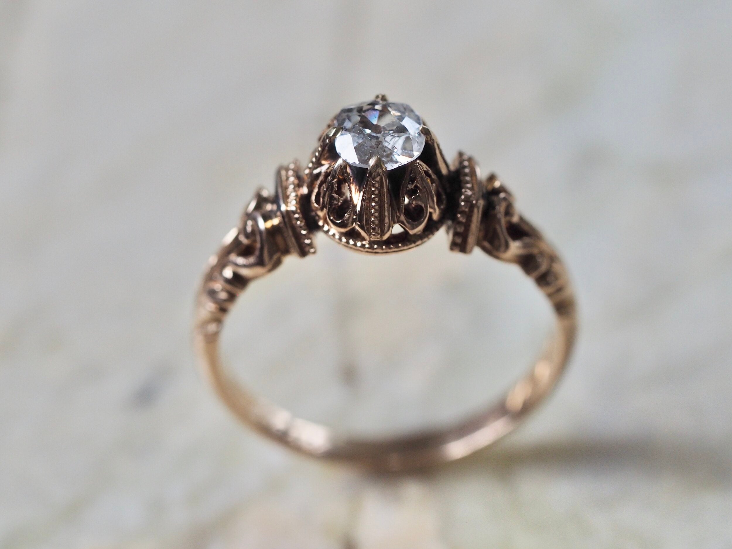 Victorian 18k Gold Old Mine Cut Diamond Engagement Ring
