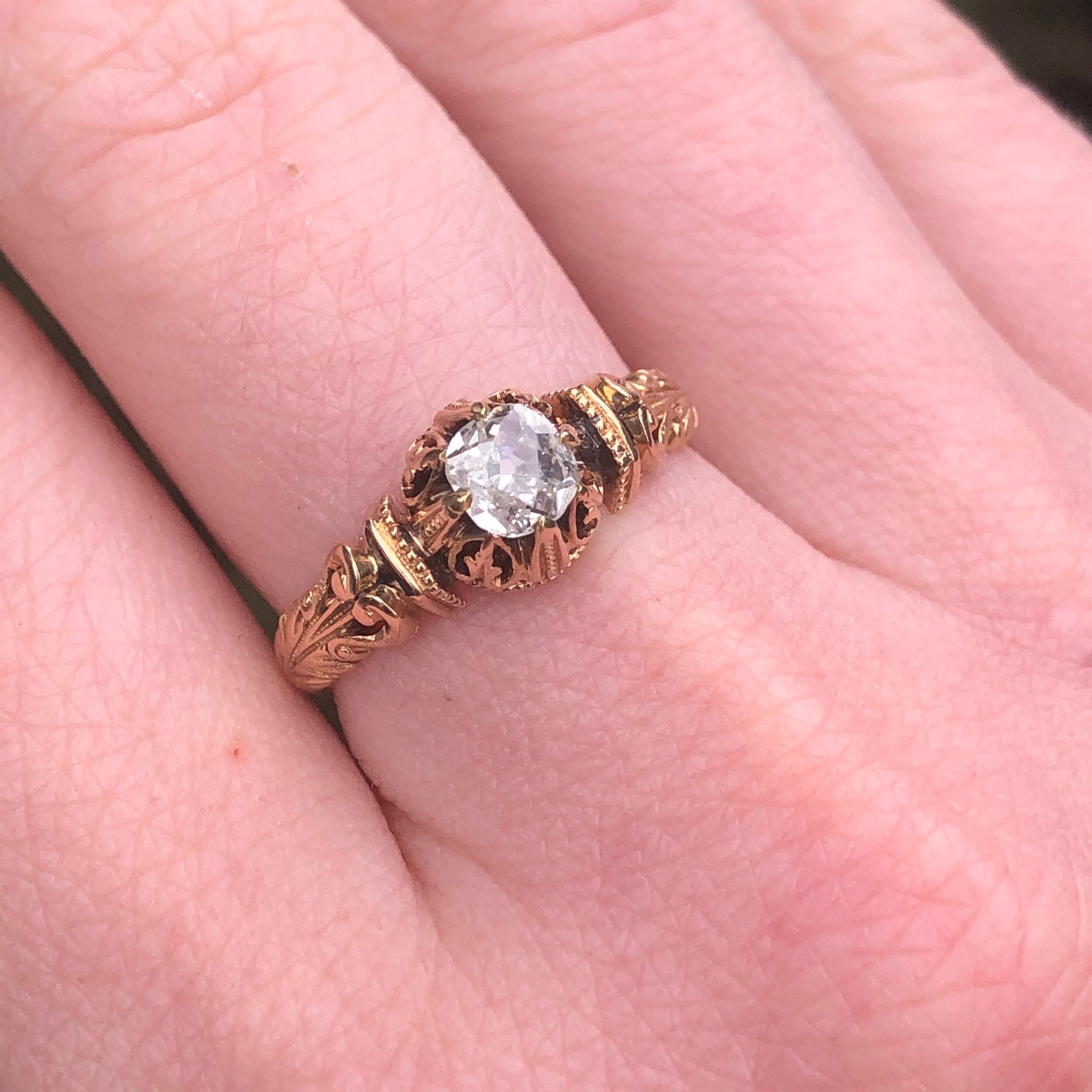 Victorian 18k Gold Old Mine Cut Diamond Engagement Ring