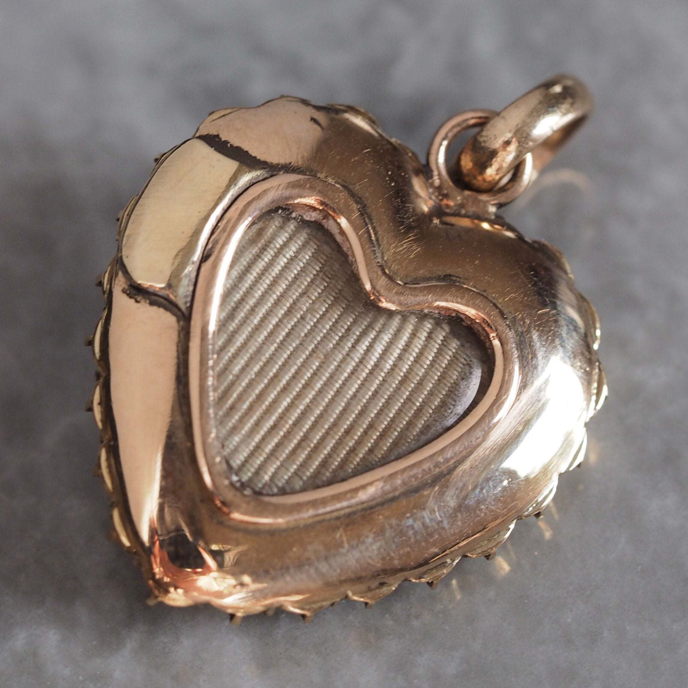 Victorian English 14k Gold Enamel Guilloche Seed Pearl Heart