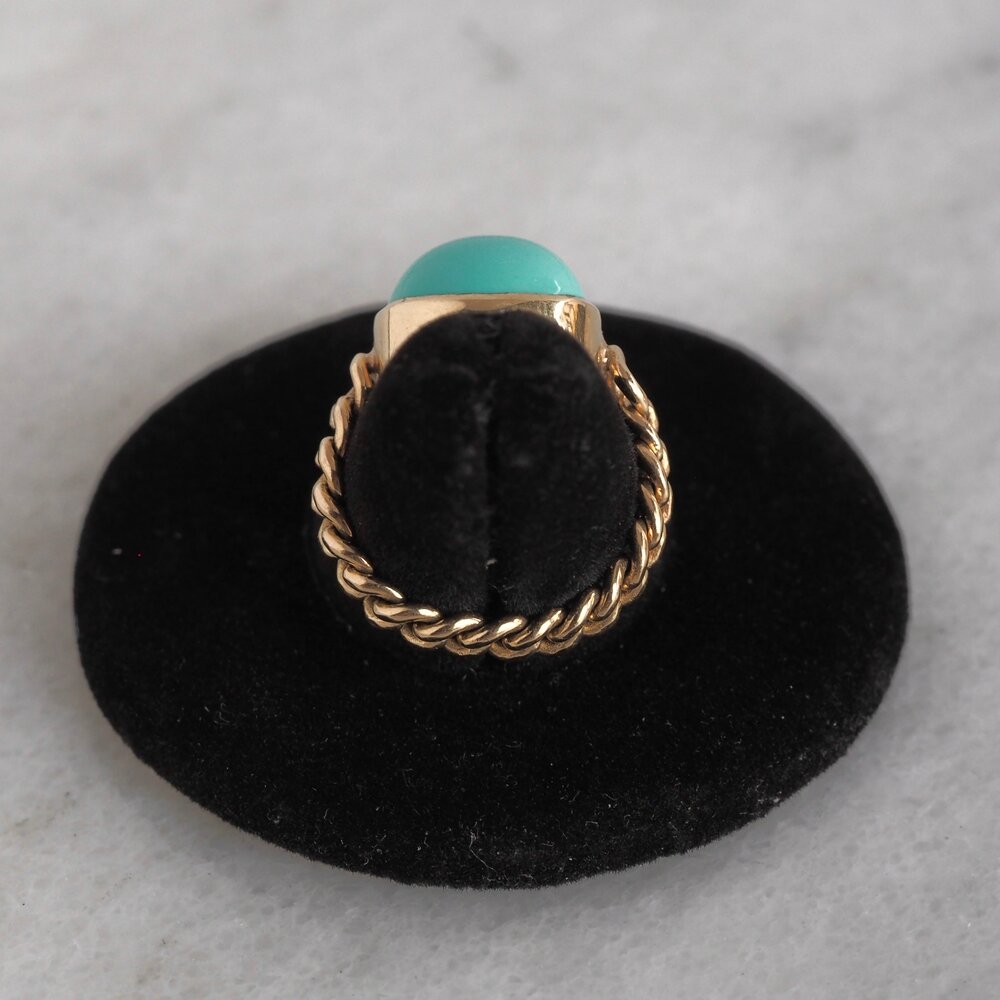 Vintage 14k Turquoise Cabochon Curb Chain Ring