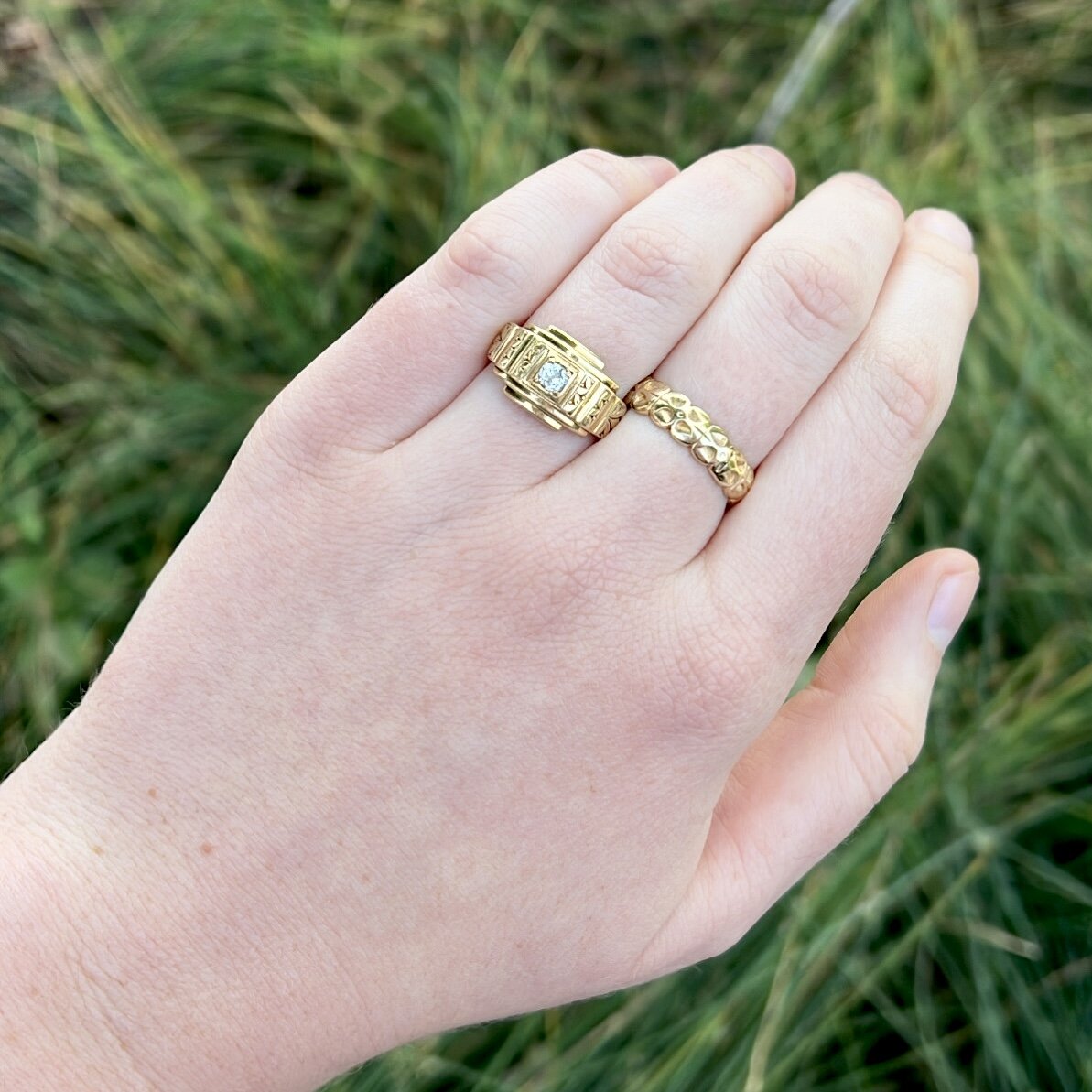 Vintage 14k Gold Chunky Orange Blossom Ring