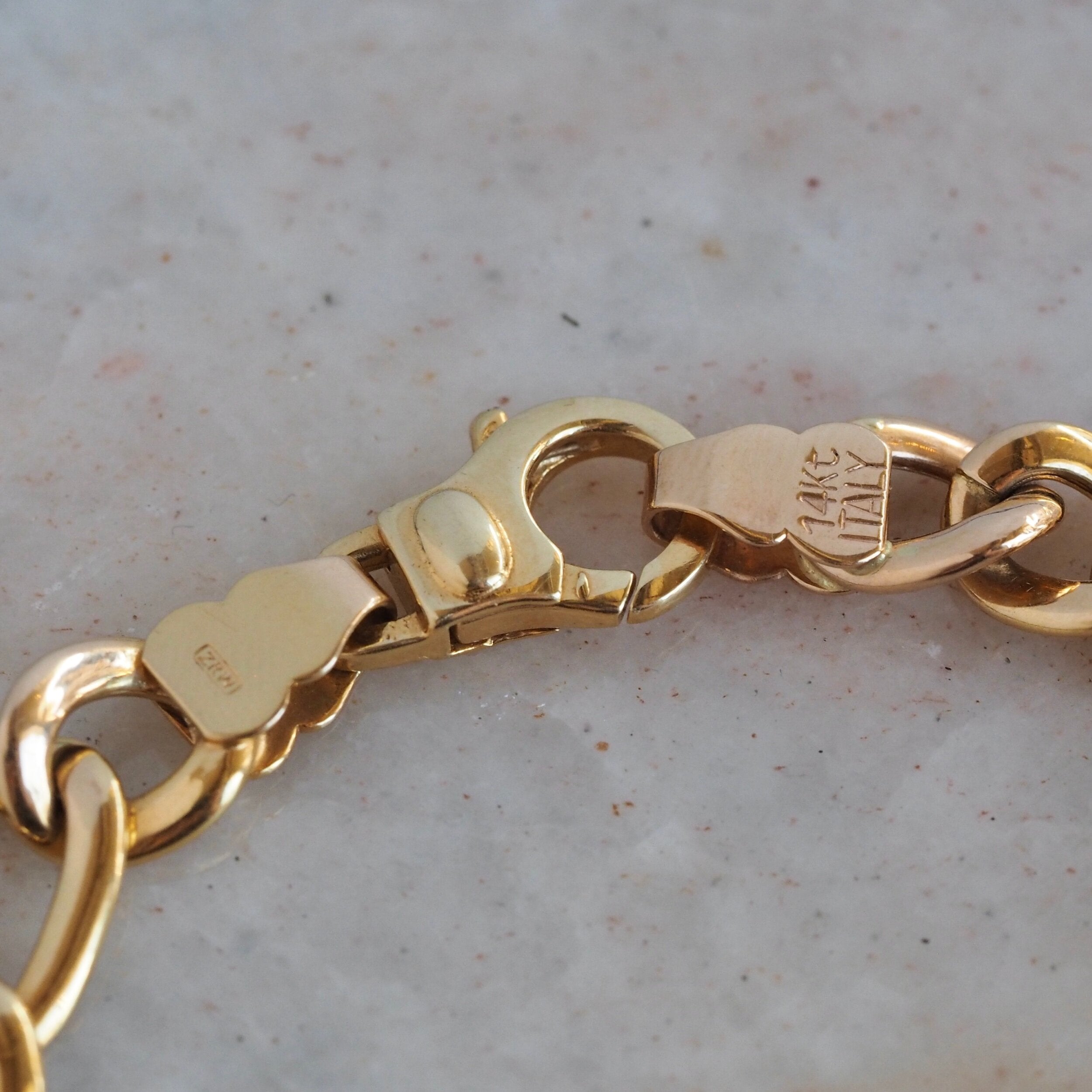 Vintage 14k Gold Italian Figaro Curb Link Bracelet