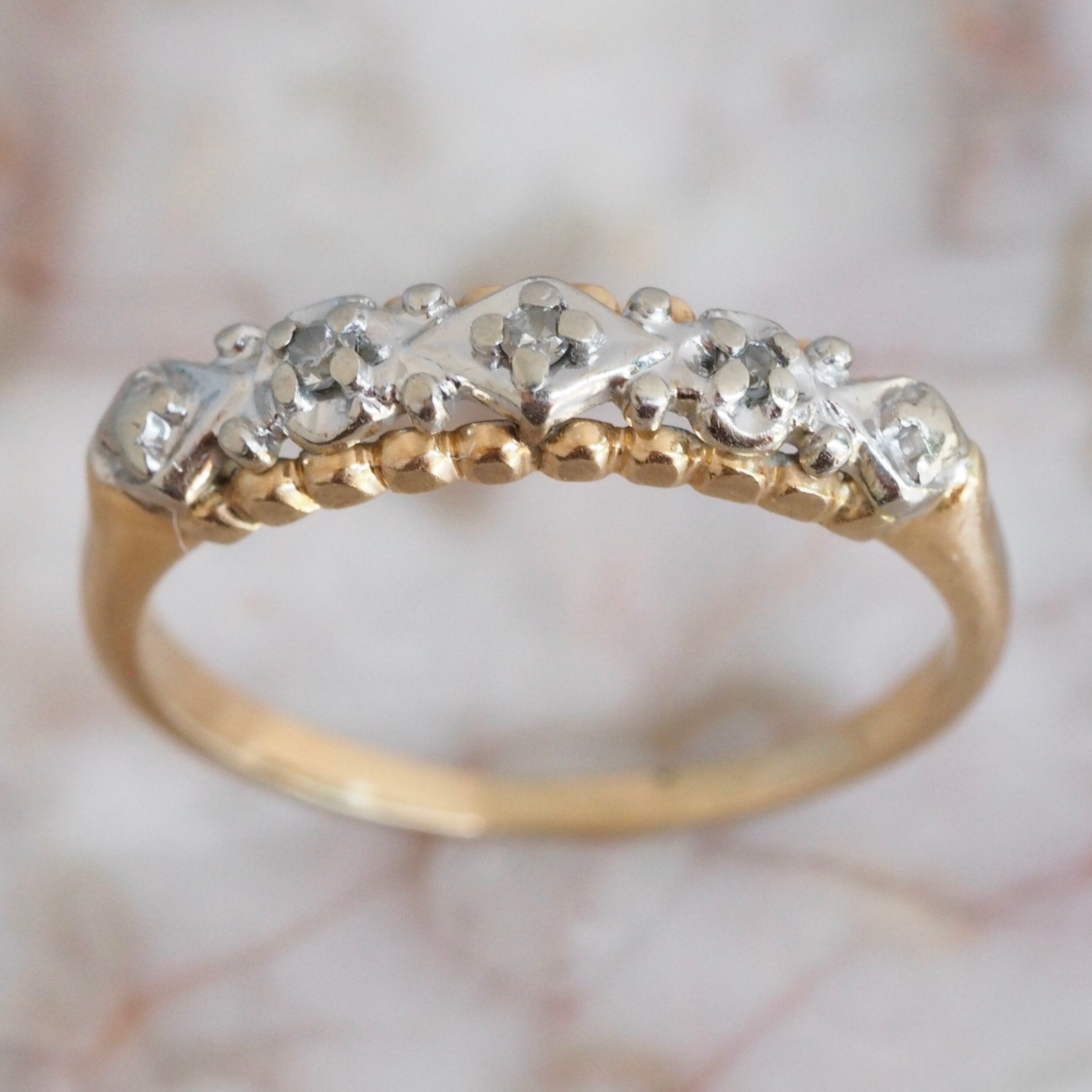 Vintage 14k White and Yellow Gold Diamond Ring