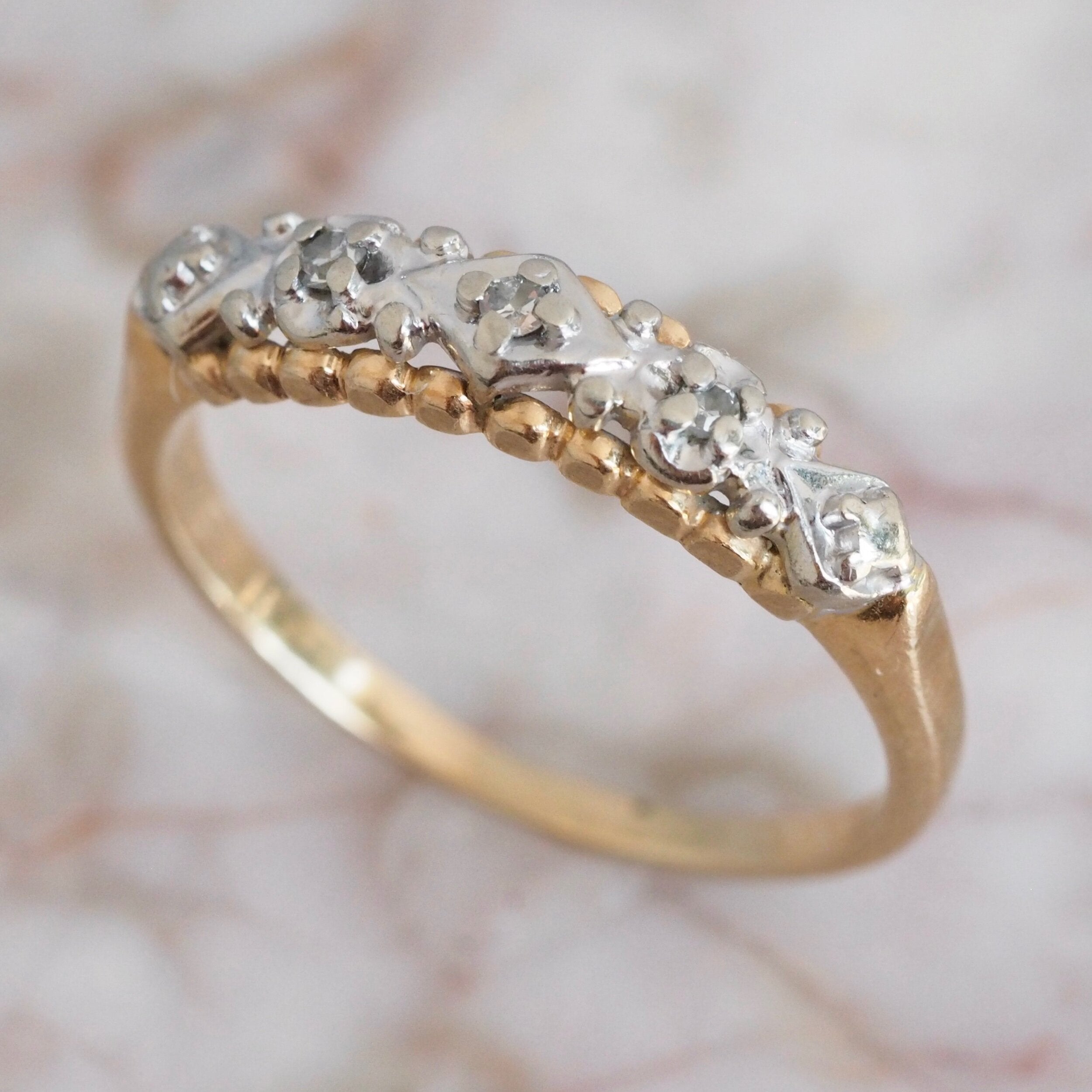 Vintage 14k White and Yellow Gold Diamond Ring