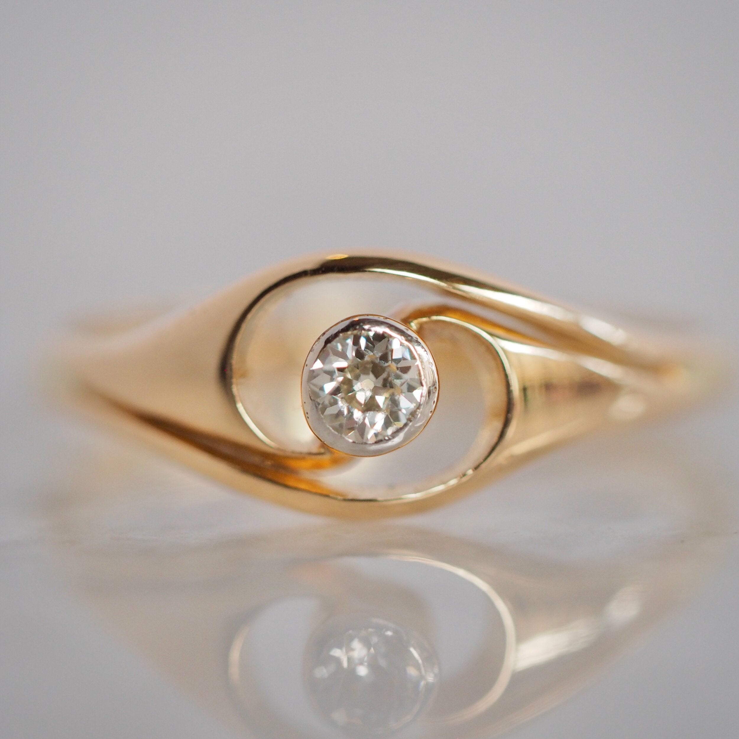 Vintage 18k Gold and Diamond Edwardian Inspired Ring