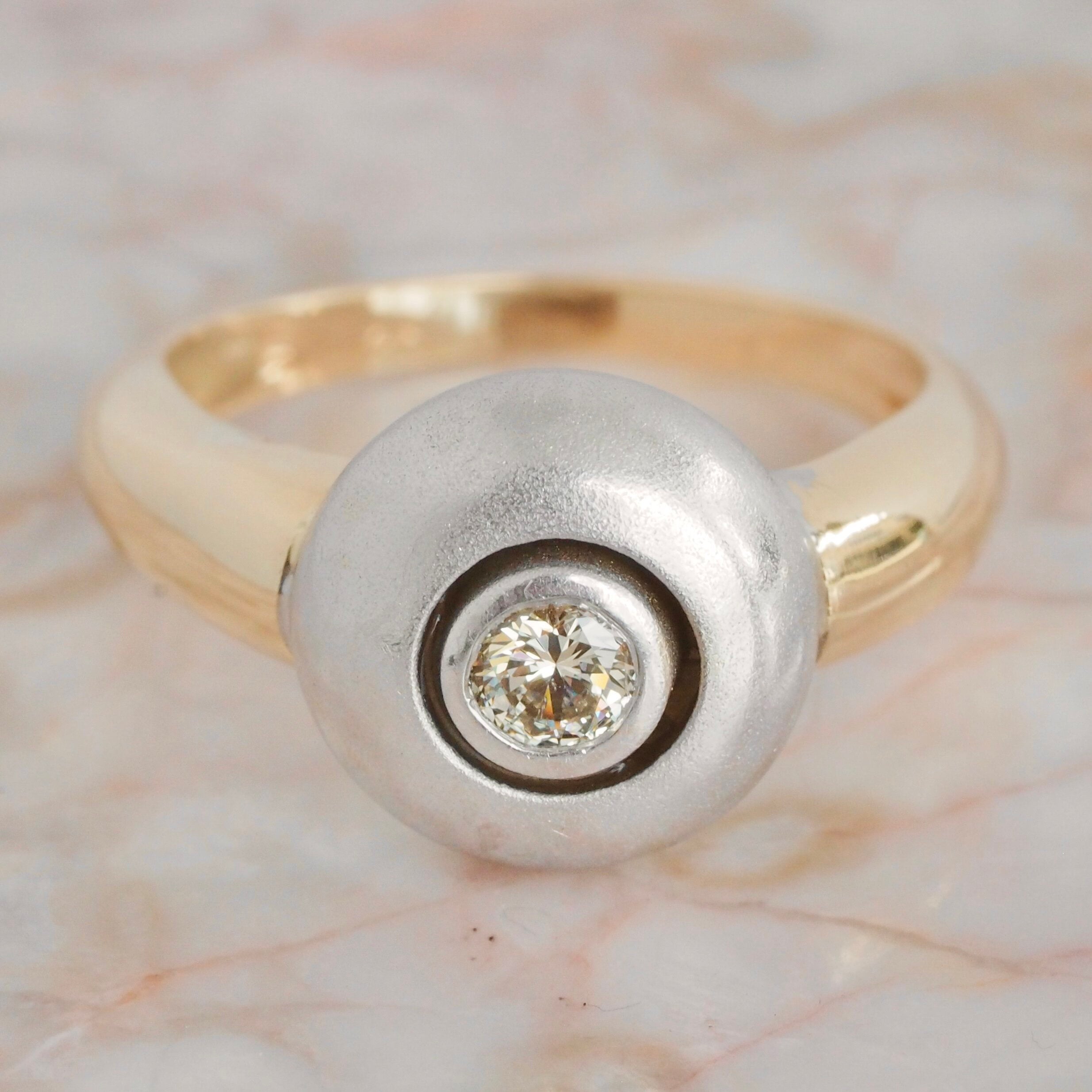 Vintage 18k and 14k Gold Brilliant Cut Diamond Donut Ring
