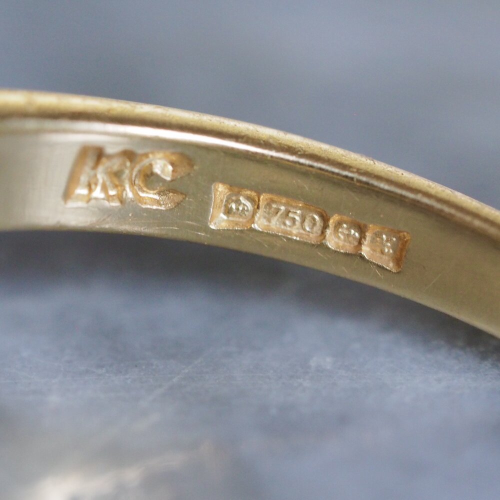 Vintage English Art Deco Style 18k Gold Diamond Engagement Ring