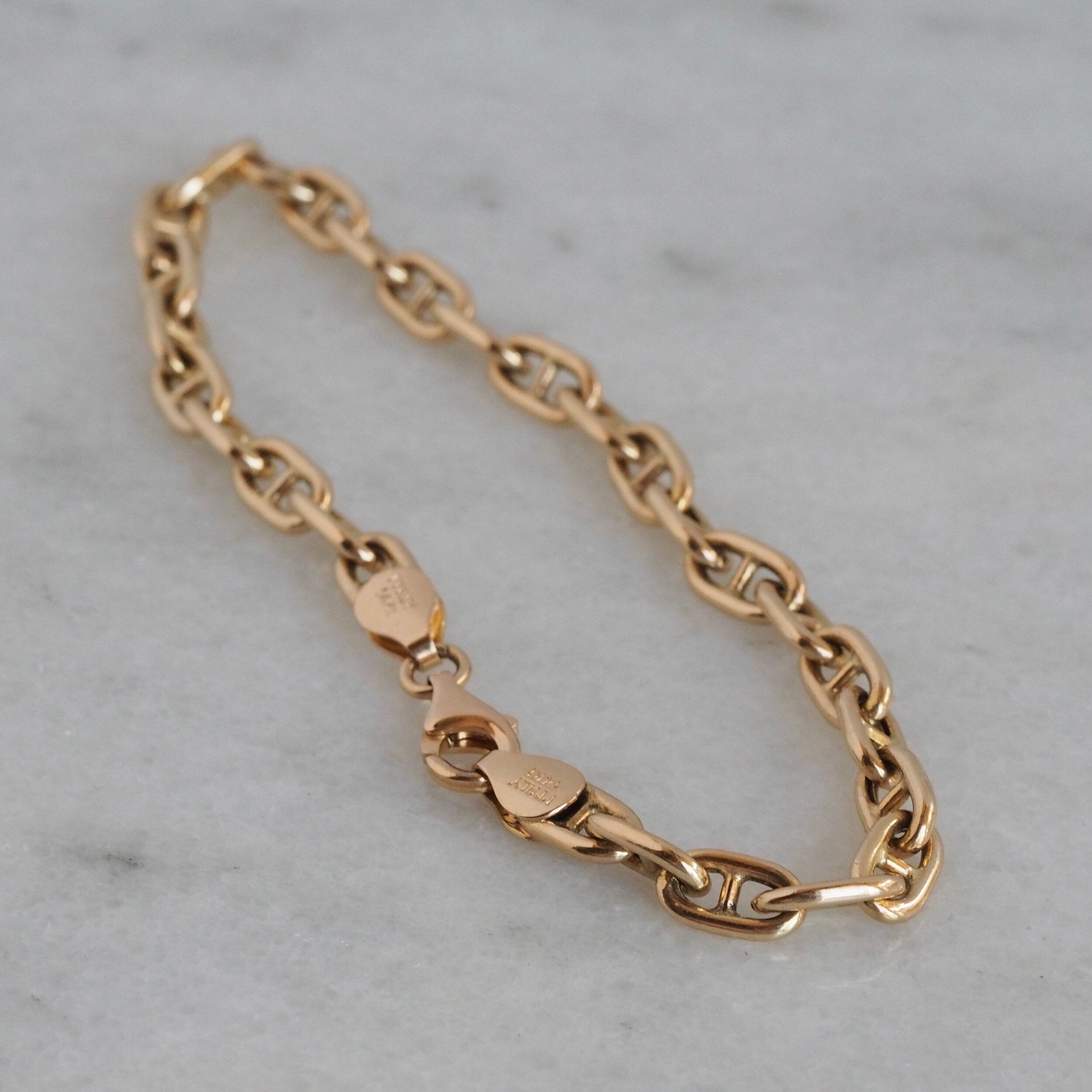 Vintage Italian 14k Mariner Chain Bracelet