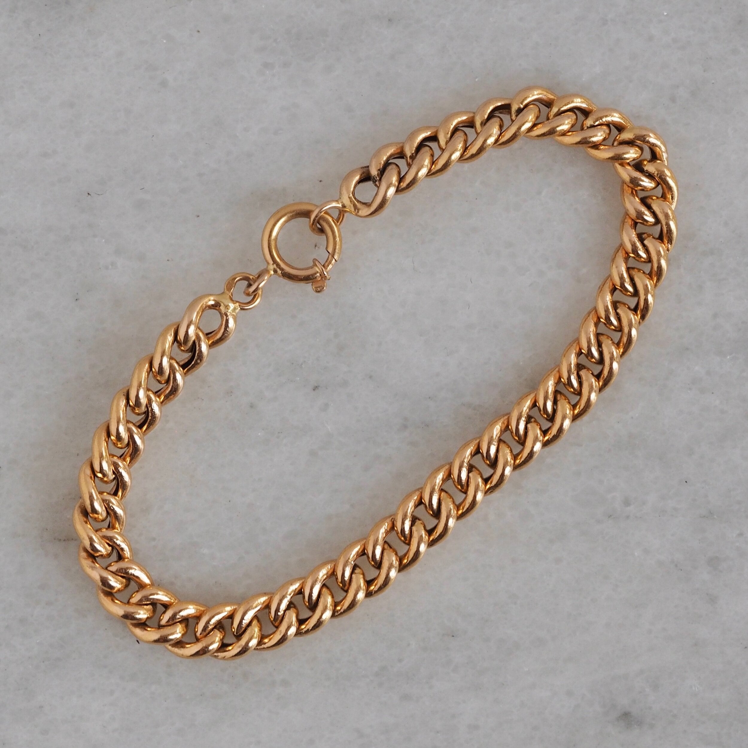 Vintage Portuguese 19k Gold Curb Chain Bracelet